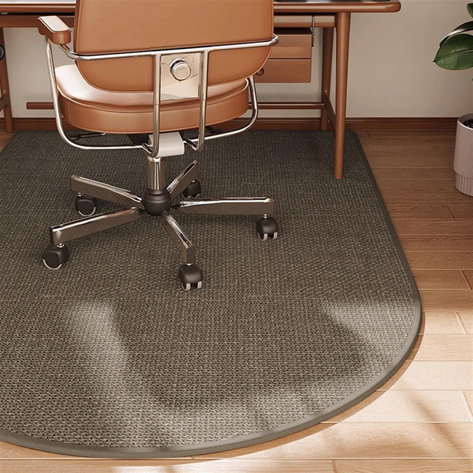 GIBZ Alfombra Silla Gaming Tejido de Lino Sintético Alfombrilla Protectora Suelo Oficina Sólido Sencillo para Suelos de Madera Sillas con Ruedas Gris Oscuro 100x120cm