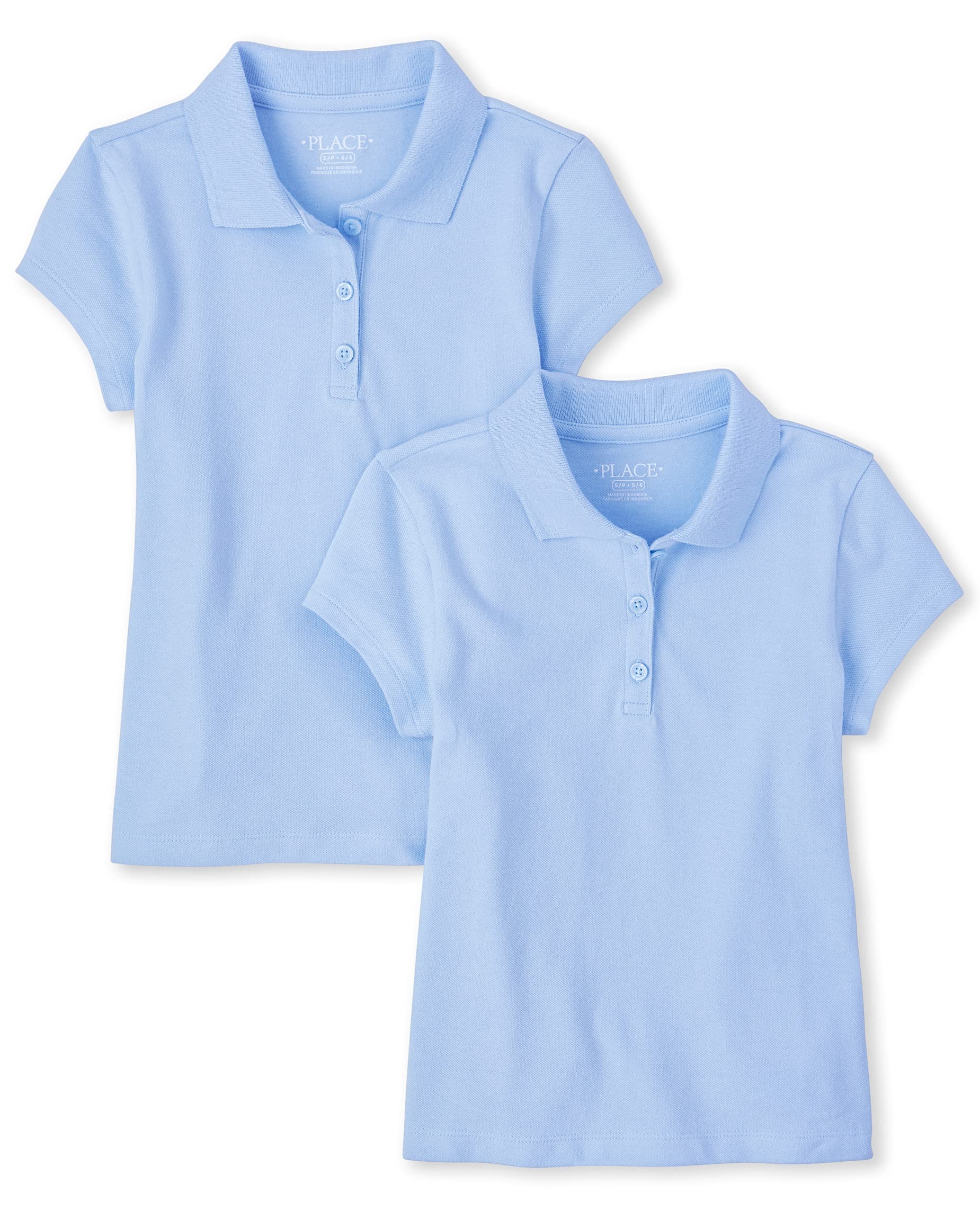 The Children's Place Girls' Short Sleeve Ruffle Pique Polo, 2 Pack