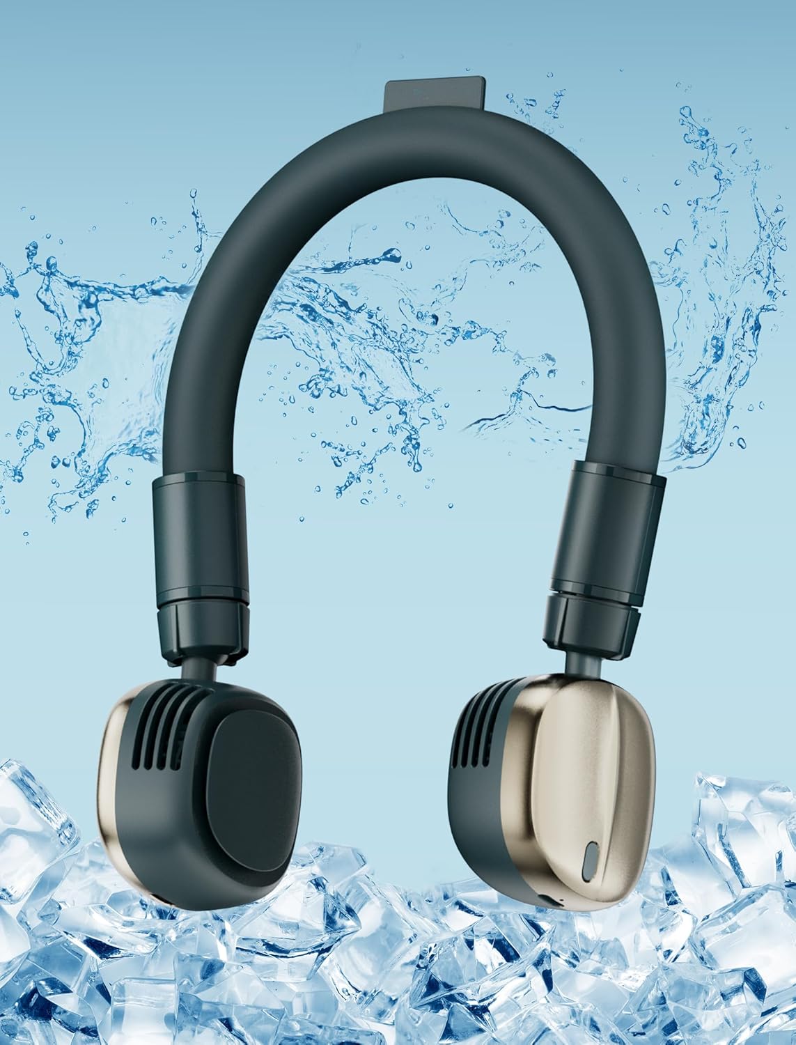 2-in-1 Neck Fan & Ice Cooling Ring - Portable Reusable, Hands-Free 3-Speed Cooling, Battery Powered with 360° Rotation/Cooling, Quiet USB Rechargeable & Detachable Design, Personal Cooler, Hot Flashes