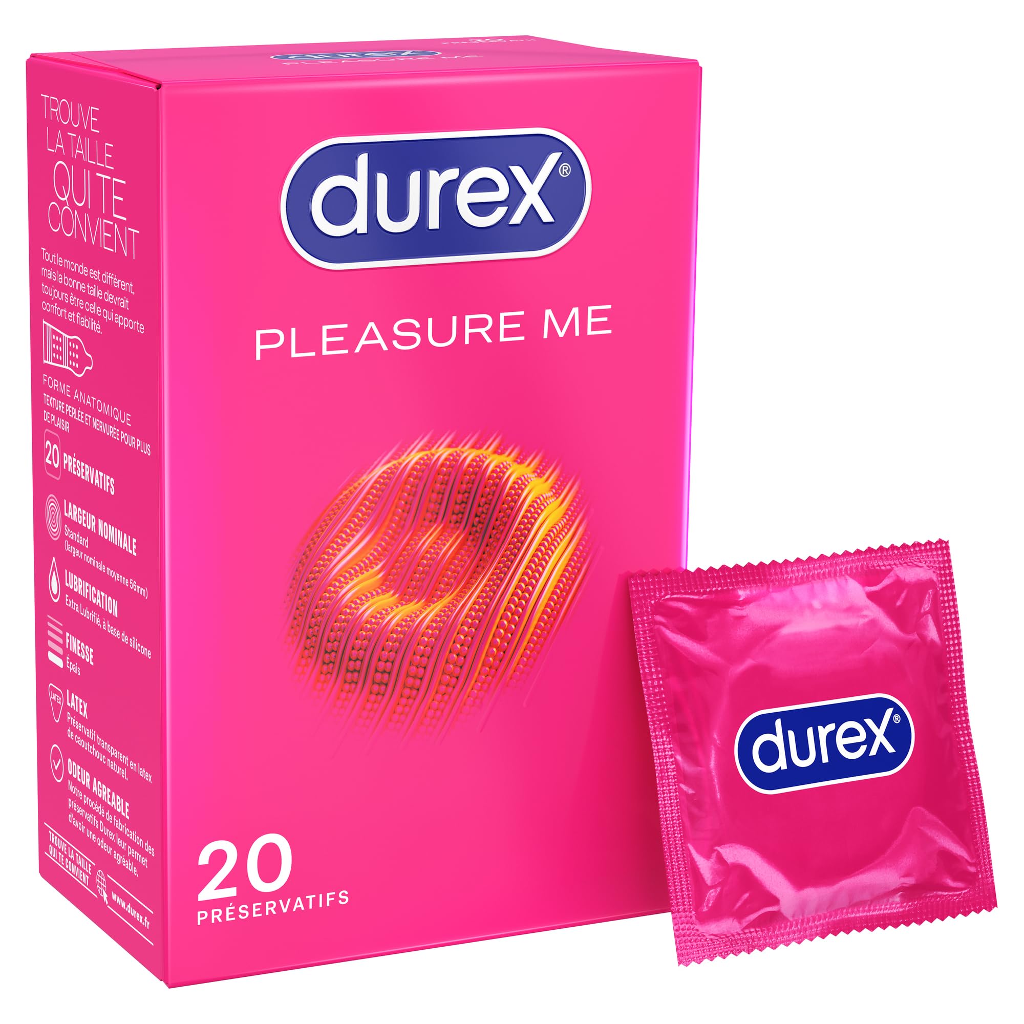 Durex PLEASURE ME - 20 Préservatifs Perlés et Nervurés