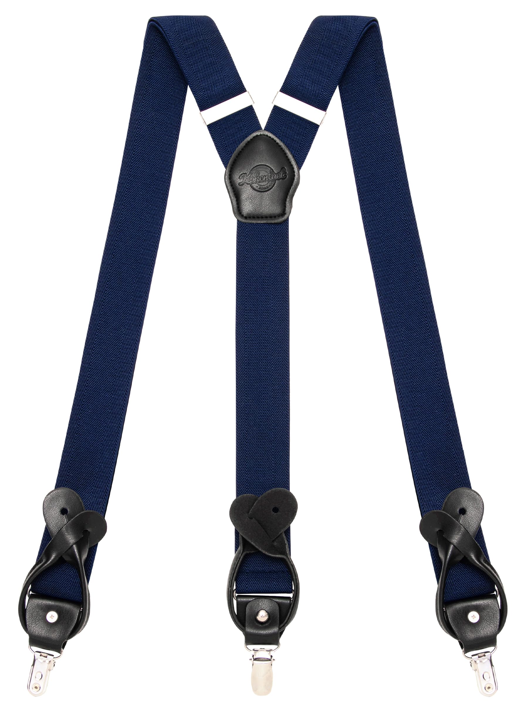 Suspenders for Men with Clip &amp; 6 Buttons 1.4in Y-Shape Stainless Steel