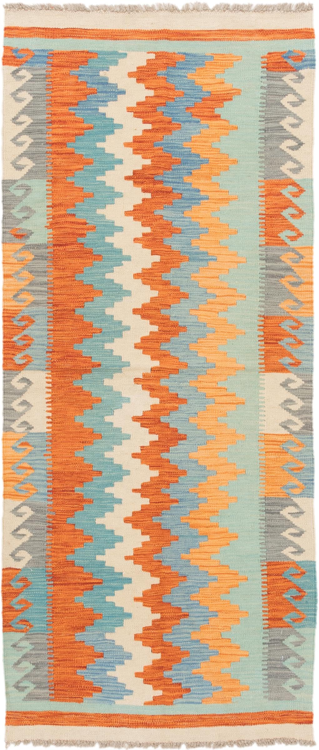 Tapis Kilim Afghan 88x195 cm - Tapis de course en laine oriental tissé à la main