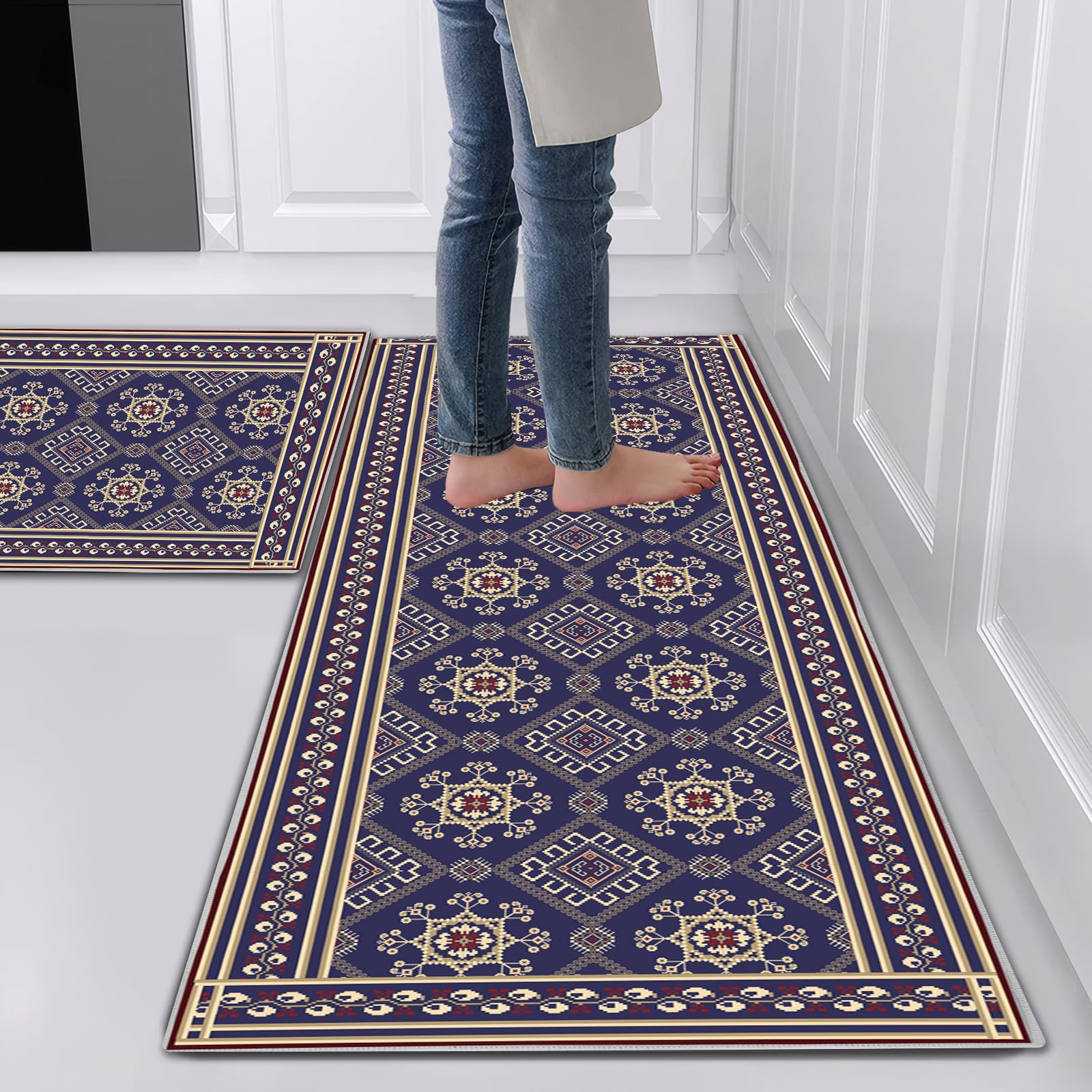 Hoimlm Kitchen Rug Set 2 Pieces Non Slip and Anti Fatigue Kitchen Mat Set