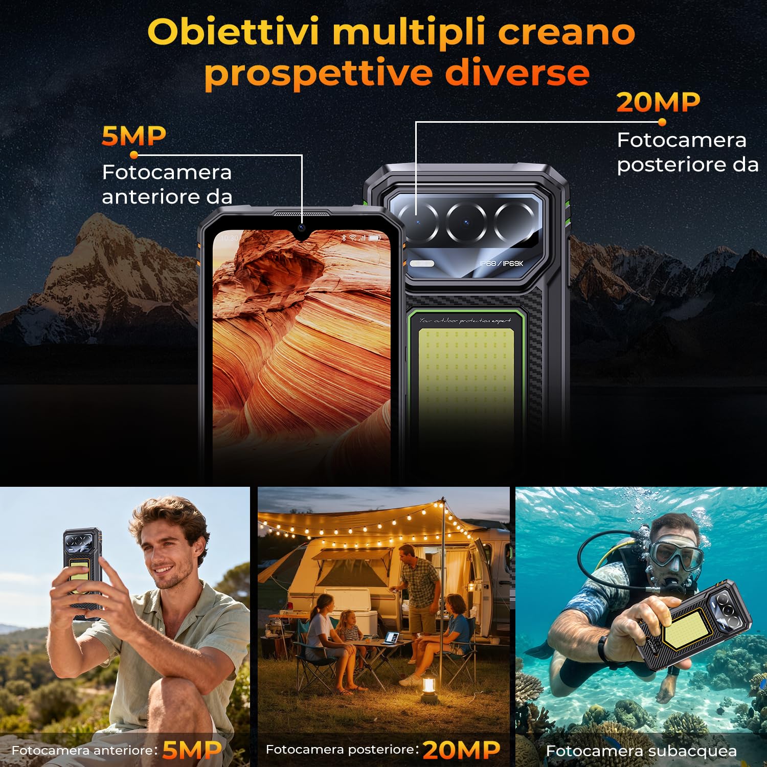 HOTWAV T8 Rugged Smartphone Android 16 Telefono Indistruttibile | 12GB+64GB/2TB TF Cellulare Robusto, 6200mAh 6.75" HD+ 5MP+20MP, Gemini AI, NFC/Face ID/OTG/GPS/Dual SIM 4G