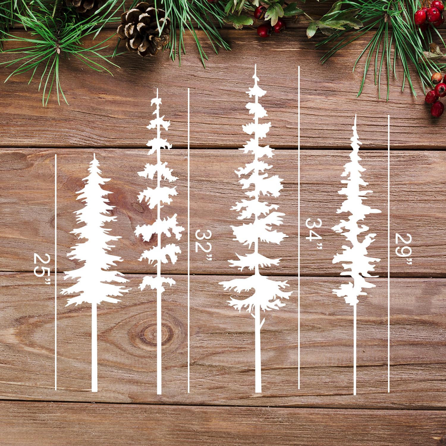 INFUNLY 12 Stück Baumschablonen Set - Wiederverwendbare Kiefern Schablonen 30x15cm Für Malprojekte