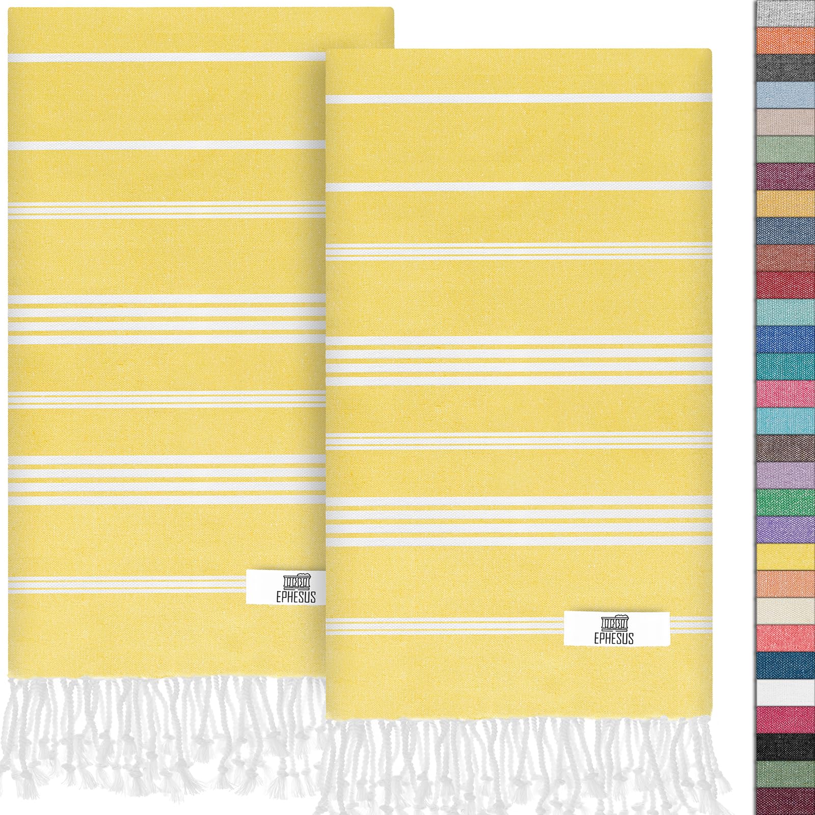 EPHESUS TOWELS Turkish Hand Towels - Set of 2 | 18" x 30" Decorative Boho Guest Bath Towel for Bathroom, Kitchen, Face, Hair, Tea, Dishcloth (Sultan,