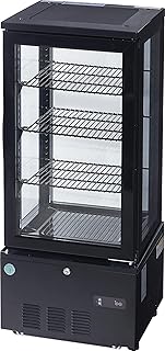 業務用(ジェーシーエム)RIT 4面ガラス冷蔵ショーケース（片面扉） RITS-78 有効内容積48リットル 幅434×奥行398×高さ1004mm【配送先の店舗名or会社名を記載下さい】