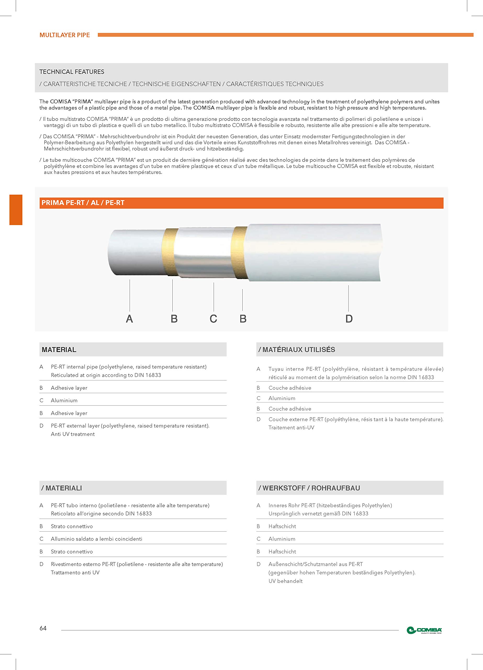 En Composite Tuyau pour chauffage au sol & Sanitaire – 26 x 3 mm – Rouleau de 50 m