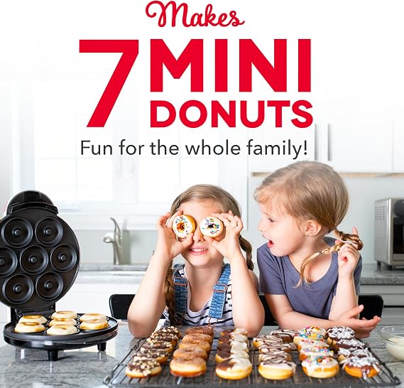 Dash Mini Donut Maker Machine for Kid-Friendly Breakfast, Snacks, Desserts & More with Non-stick Surface, Makes 7 Doughnuts - Cream