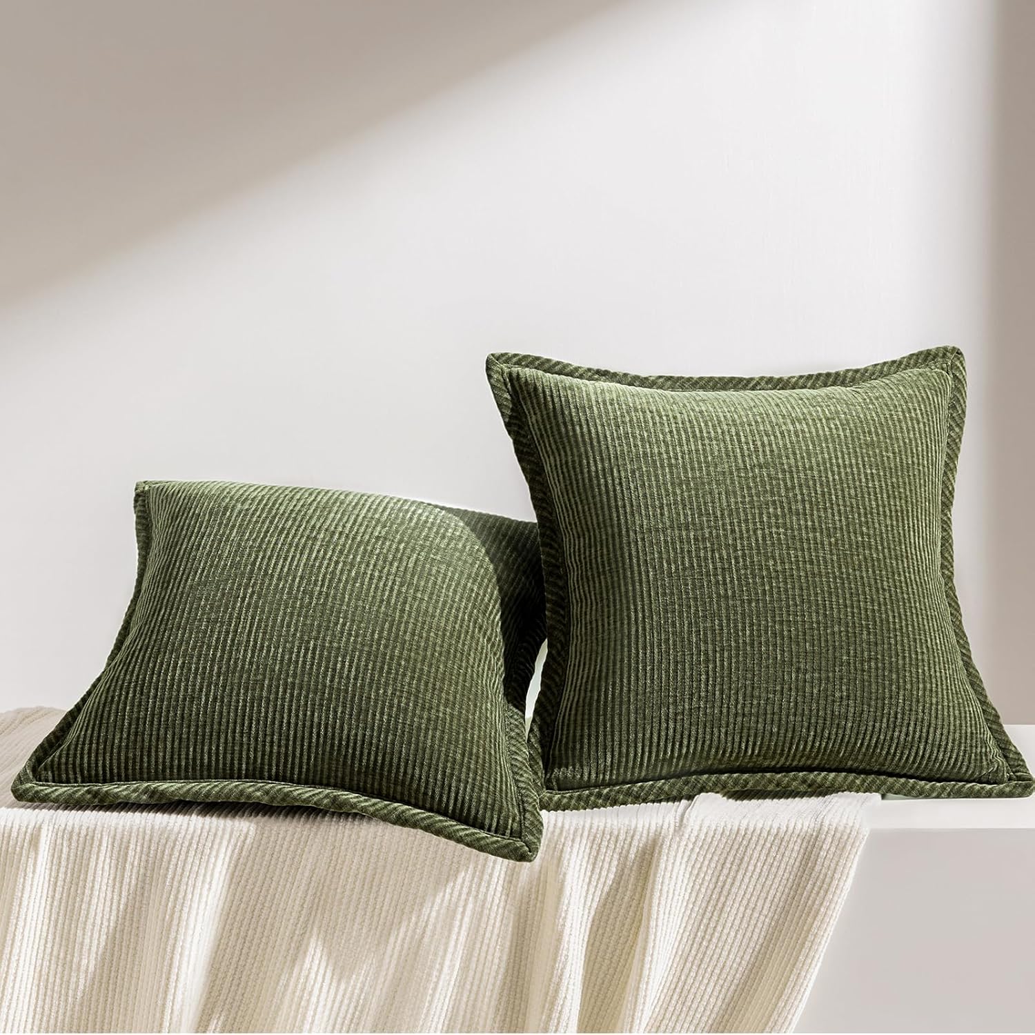 Phantoscope Pack of 2 Paris Corduroy Pillow Covers, Vintage