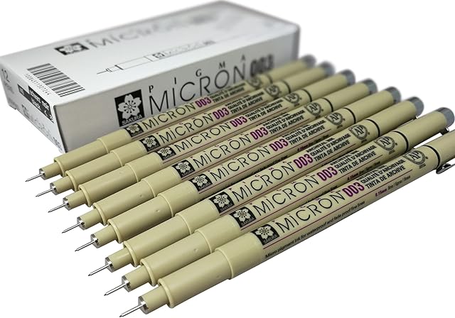 Sakura Pigma Micron pen 003 black felt tip artist drawing pens - 8 pen set