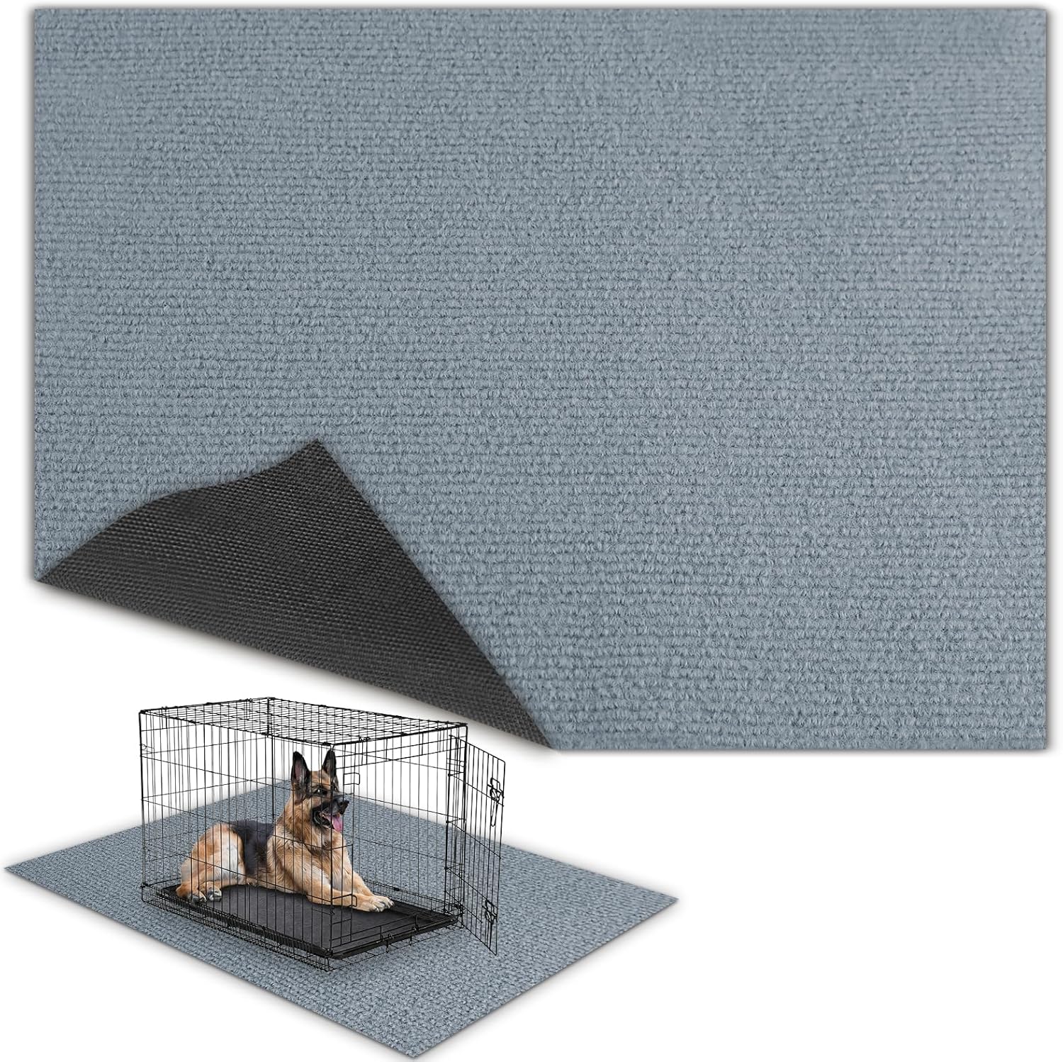 TRINKA Dog Crate Mat Liner, 46" X 60" X 0.2" Extra Large Waterproof Non-Slip Mat for Under Dog Kennel, Absorbs Urine Washable Reusable Under Pet Crate Pad to Protect Floors (Light Gray)