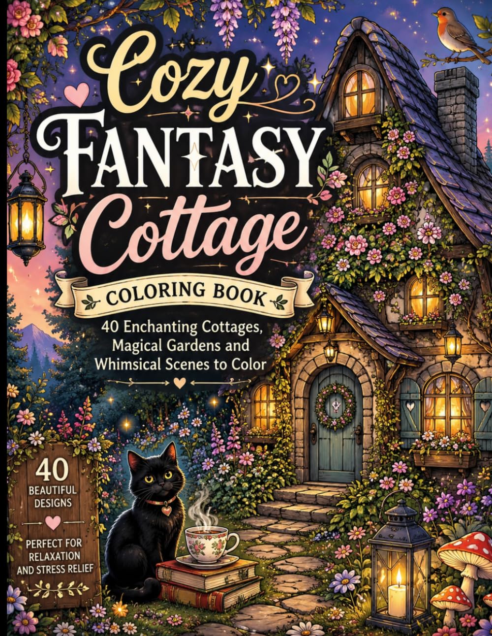 Cozy Fantasy Cottage Coloring Book: 40 Enchanting Cottages, Magical Gardens and Whimsical Scenes to Color