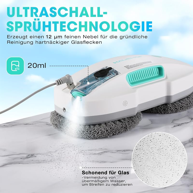 HAUSHOF Ablaktisztító Robot 3800PA Spray Funkcióval, Intelligens Navigáció és Távirányítás