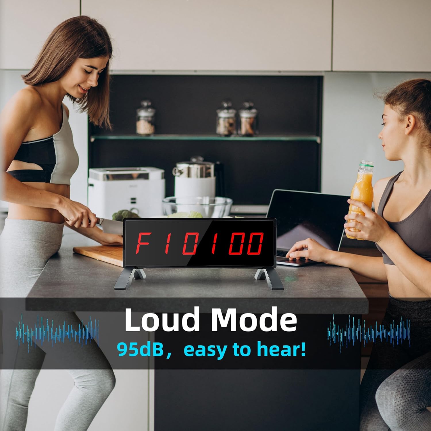 Multifunction Gym Timer with Bracket and Remote Control - 1.8 Large Red LED Display, 4 Modes (Clock/Countdown/Stopwatch/WRC), 99 Cycles, 95dB Alarm, Desktop Mount for Gym Kitchen Lab Classroom