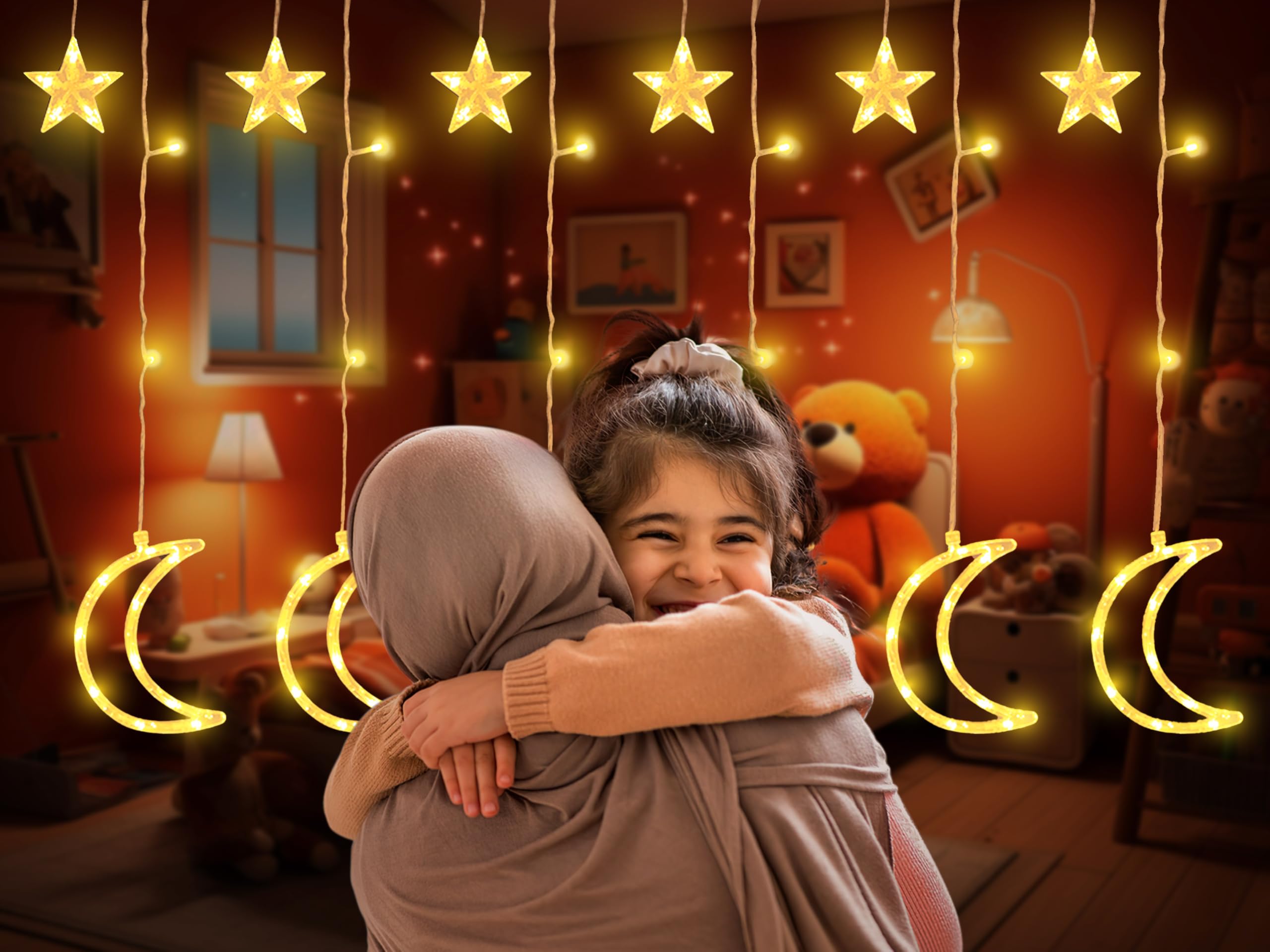 OLEEK Decoraciones de luces de Ramadán – Decoraciones de Ramadán para el hogar 2026 – Luces de decoración de Ramadán – Regalos de Ramadán para niños – Decoración de Ramadán – Cadena de luces Ramadán