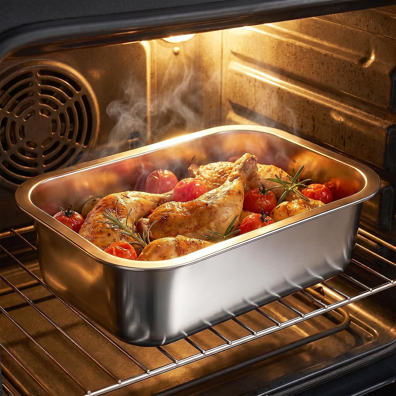 4 Inch Extra Deep Lasagna Pan with Lid, 8.5x12.4 Inch Stainless Steel Large Baking Dish Tray, Nonstick Lasagna Baking Thick Metal Roasting Pan for Casserole Brownie Turkey, Silver