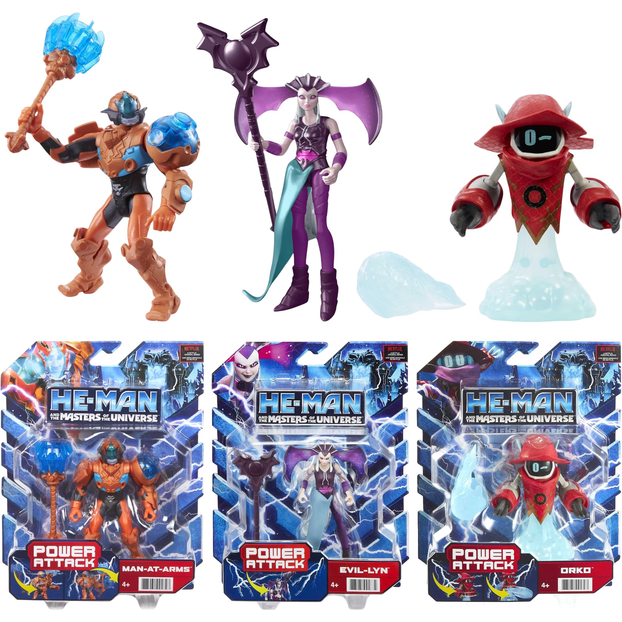 Toptoys2u Bargain Bundles He-Man and the Masters of the Universe 14cm Articulated Action Figure & Accesories Pack of 3 - Man-At-Arms, Evil-Lyn, & Orko