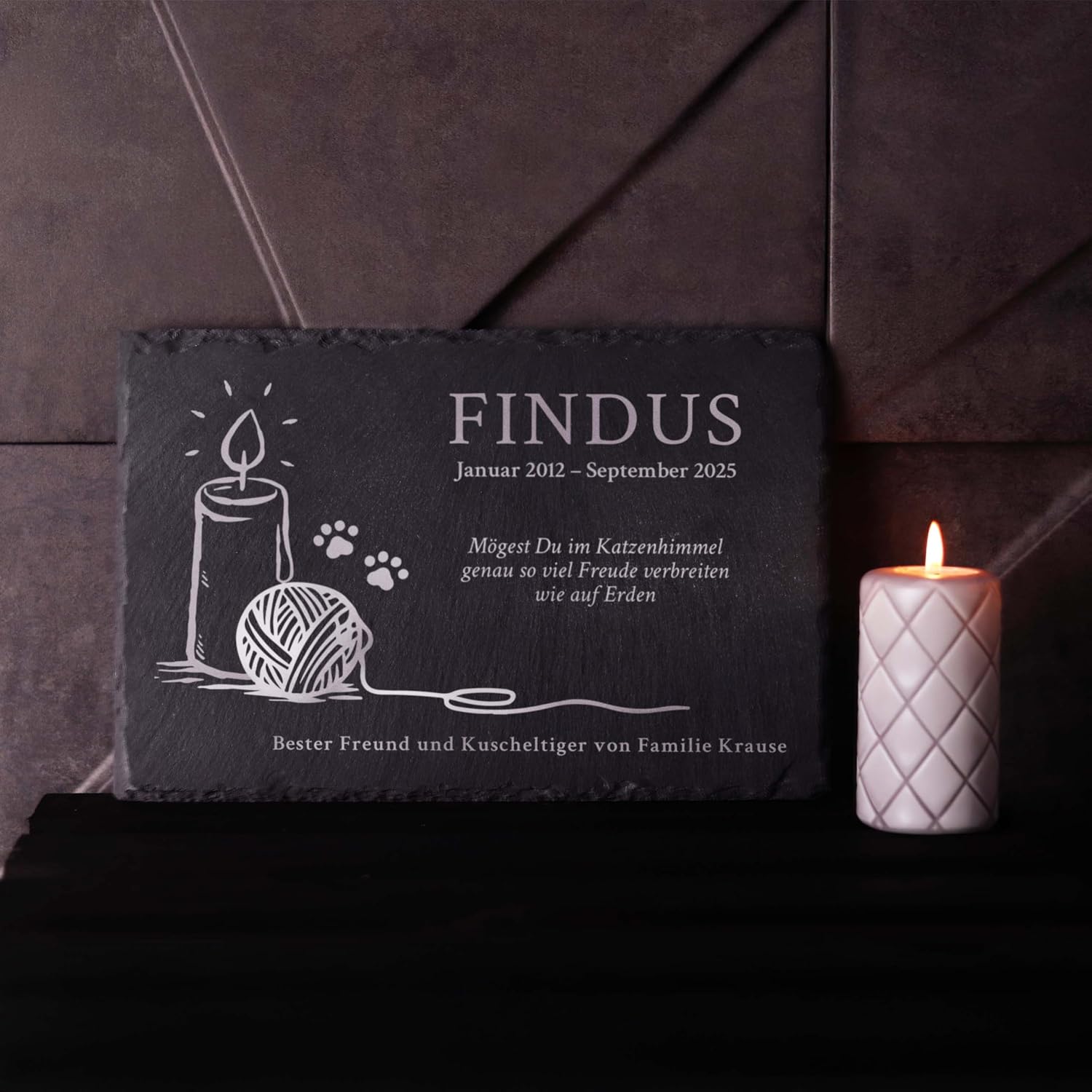 cat mourning candle