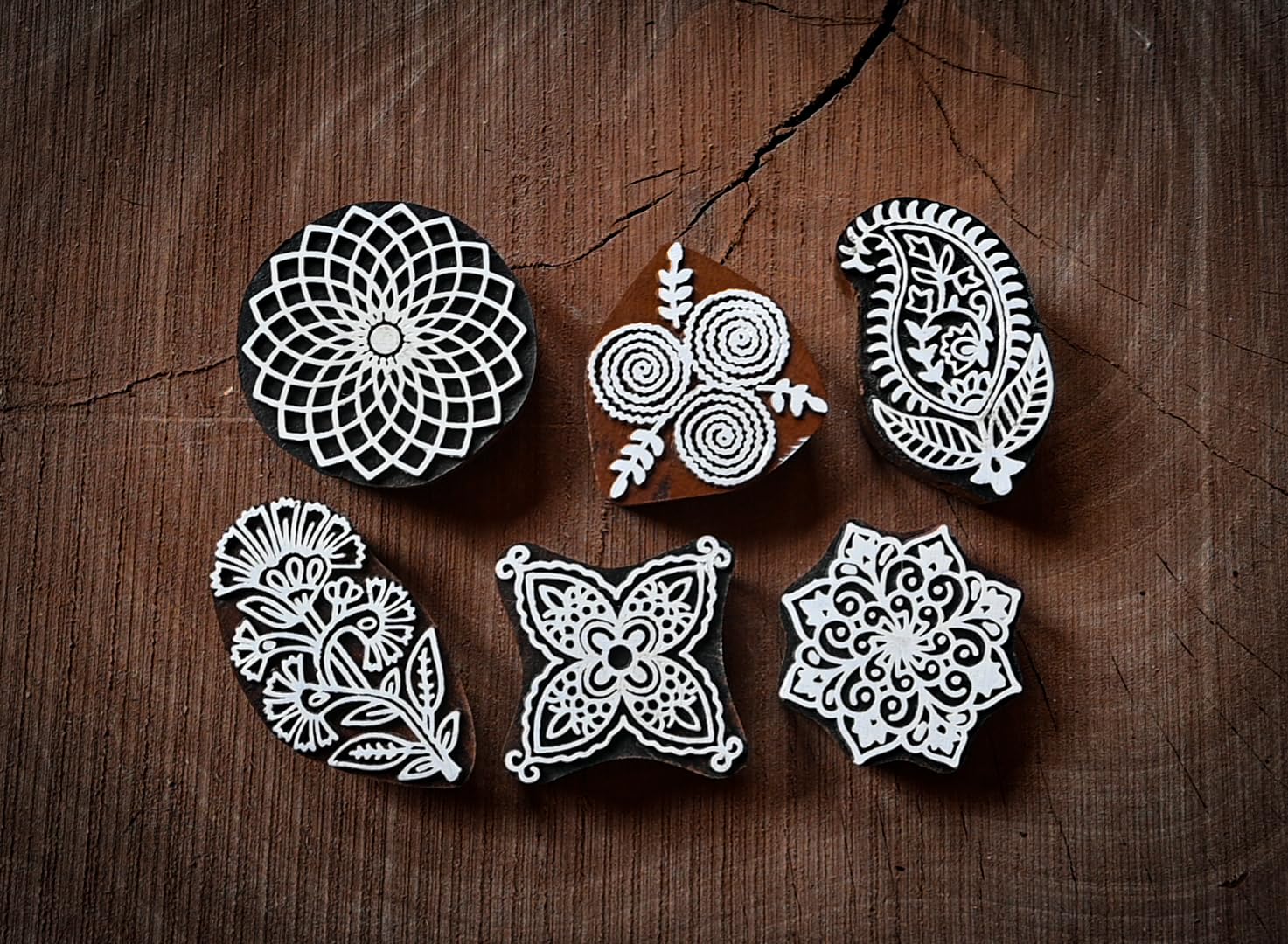 A.blocks Arts Floral Wooden Printing Block Stamp for Hand Carved Printing Stamp Block for Mehandi/Textile Printing/Pottery Carft/Saree Border/Canvas Painting, Set of 6 Piece, (2 inch to 3 inch) Brown (B08DXNLWJX) Amazon Price History, Amazon Price Tracker