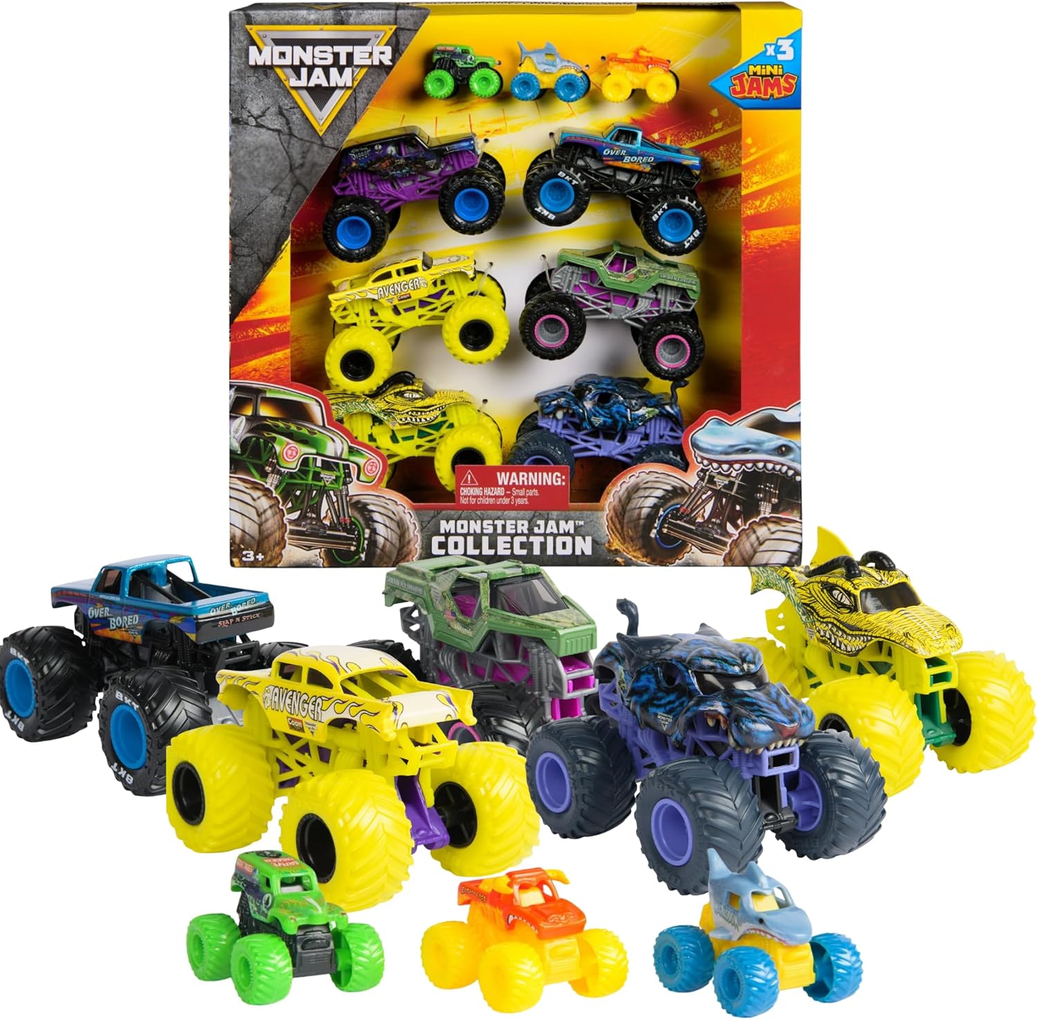Monster Jam Limited Edition Monster Truck Collection Set, Die-Cast Vehicle Pack with Mini Trucks, Official Monster Jam Toys for Kids