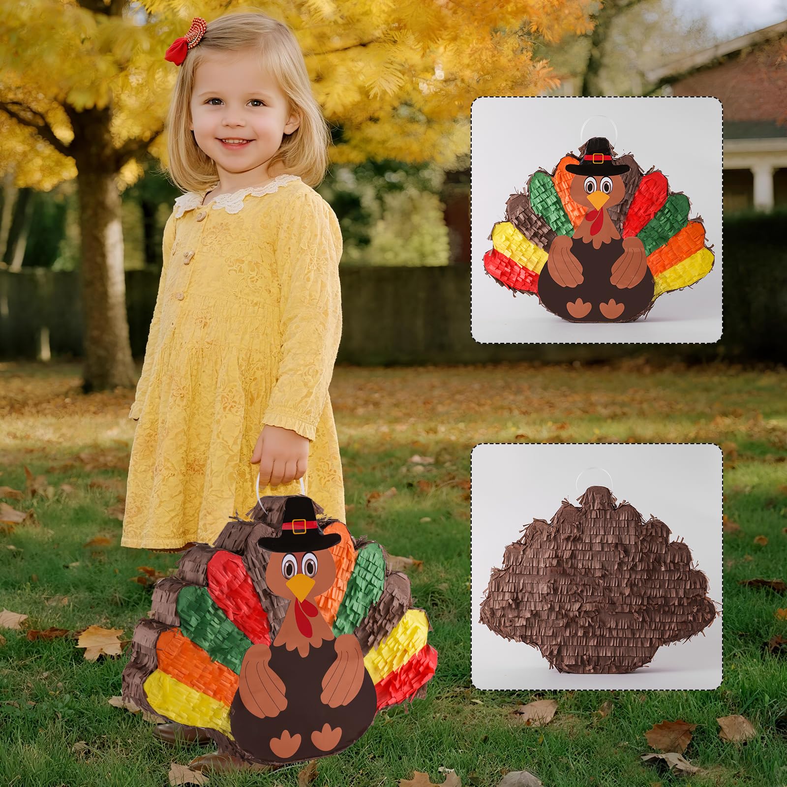 Piñata per bambini con benda e bastone, per feste di compleanno, attività scolastiche, giochi, feste, Ringraziamento