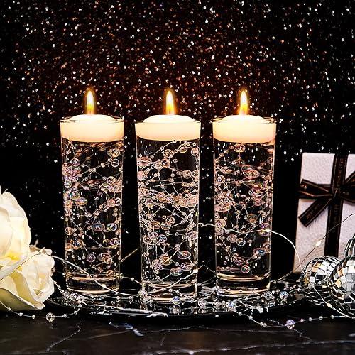Miniatura 143 de Tondiamo 24 piezas de perlas artificiales para velas flotantes, perlas de imitación, guirnalda de decoración para jarrones, decoración de bodas