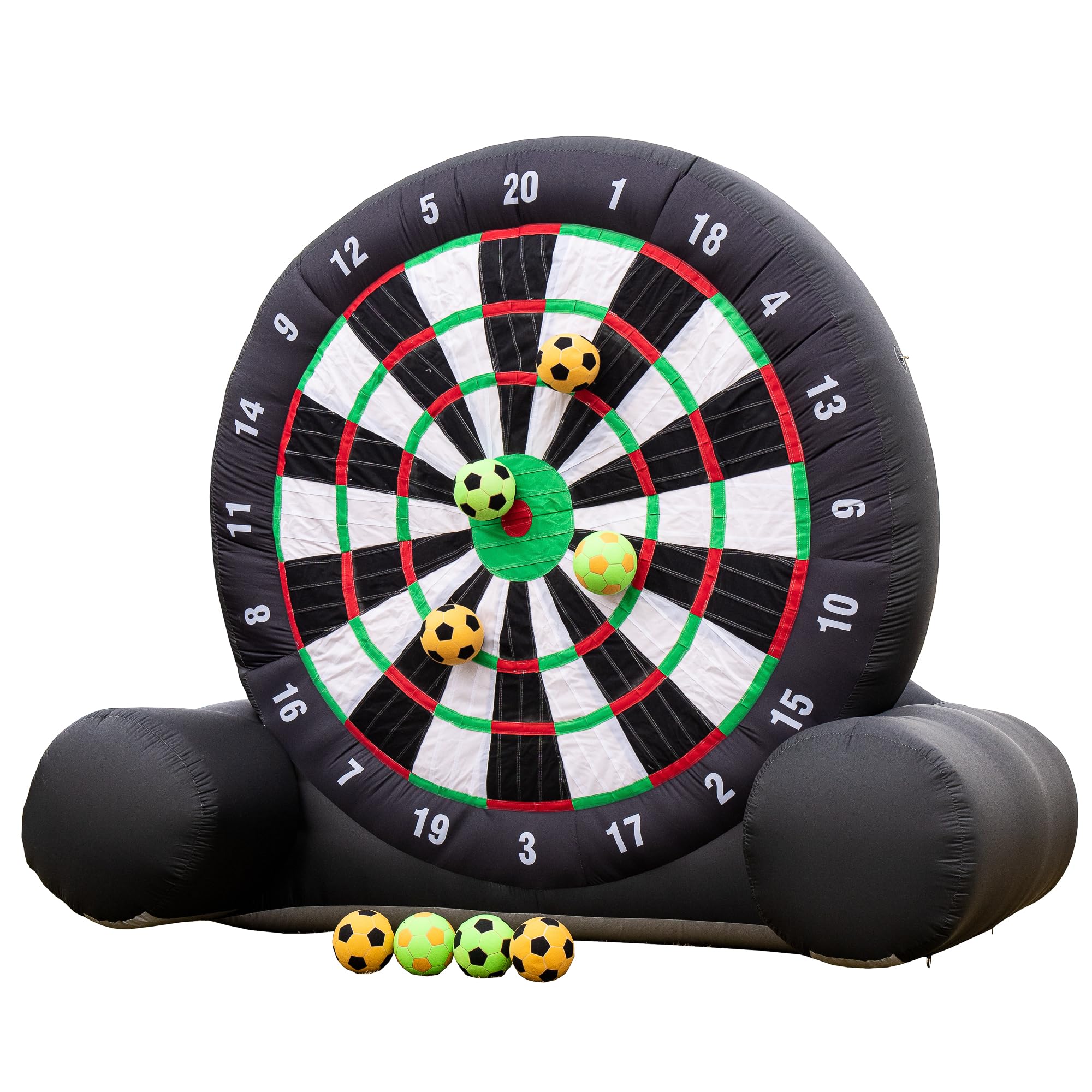 Bersaglio Gonfiabile per Freccette da Calcio All'aperto (3 m di Altezza) - Include 8 Palline e Ventilatore da 370 W - Gioco Gigante con Grande Bersaglio
