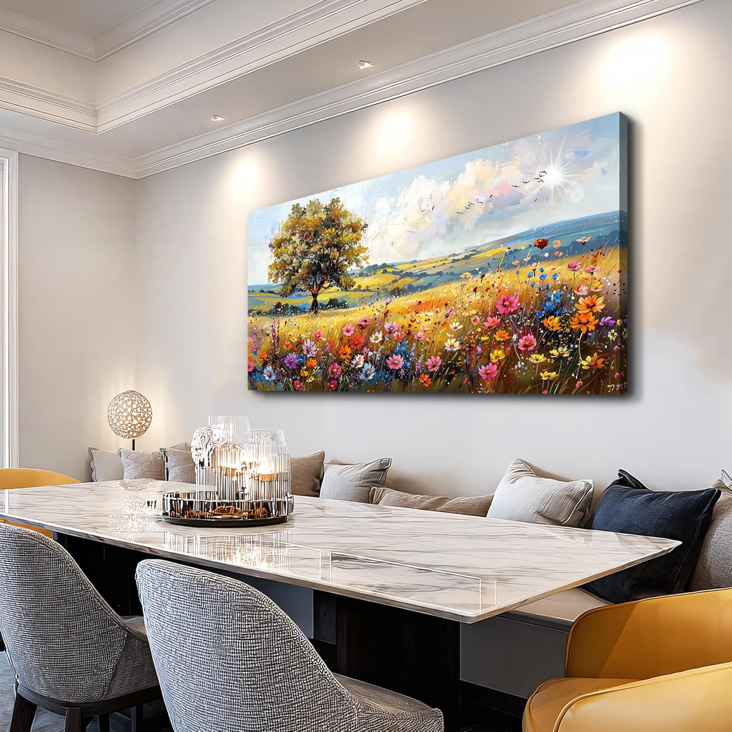 hyidecorart Canvas Wall Art For Living Room Wall Decor For Bedroom Office Decorations Field Pictures Artwork Flower Scenery Watercolour Wall Paintings Aesthetic Room Home Decor Ready to Hang - Image 7