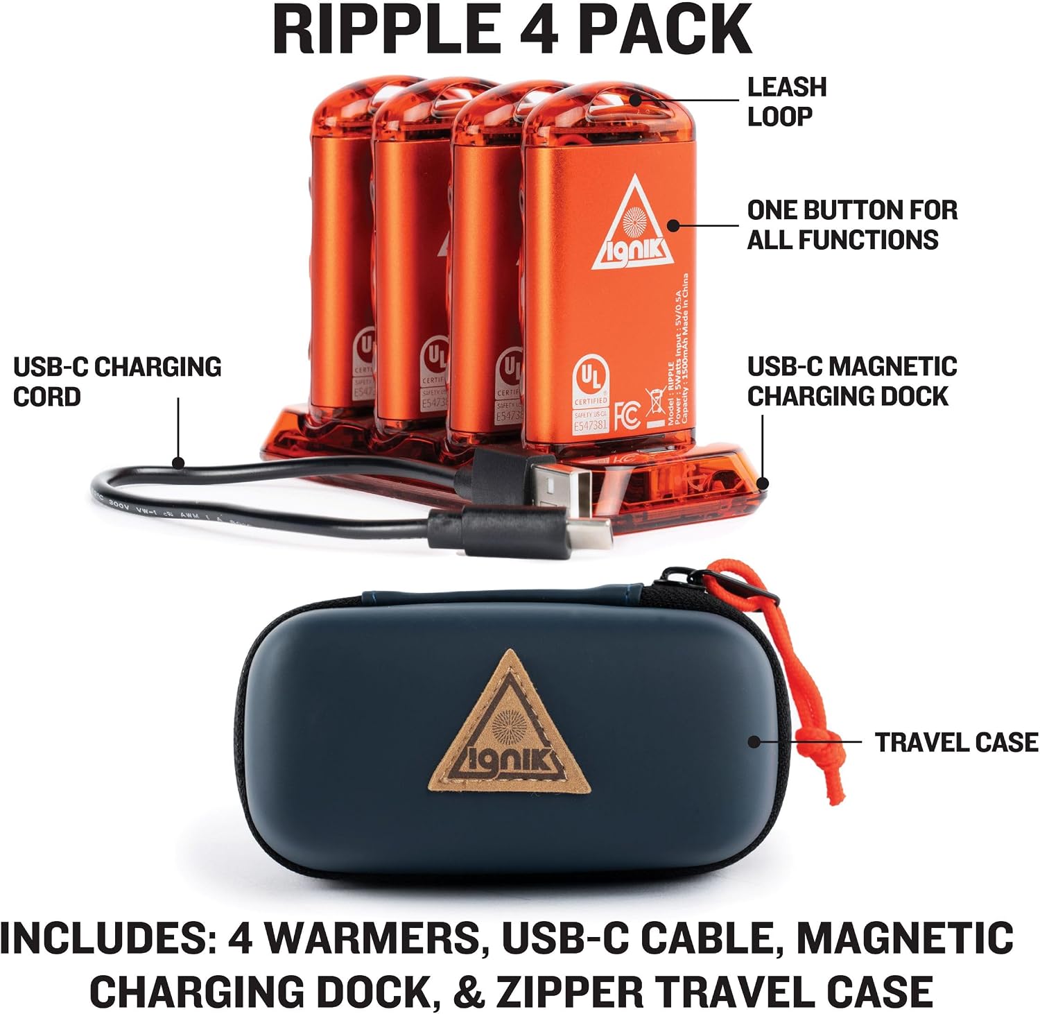 Ignik Ripple Rechargeable Hand Warmers for Skiing, Snowboarding, and Winter Sports