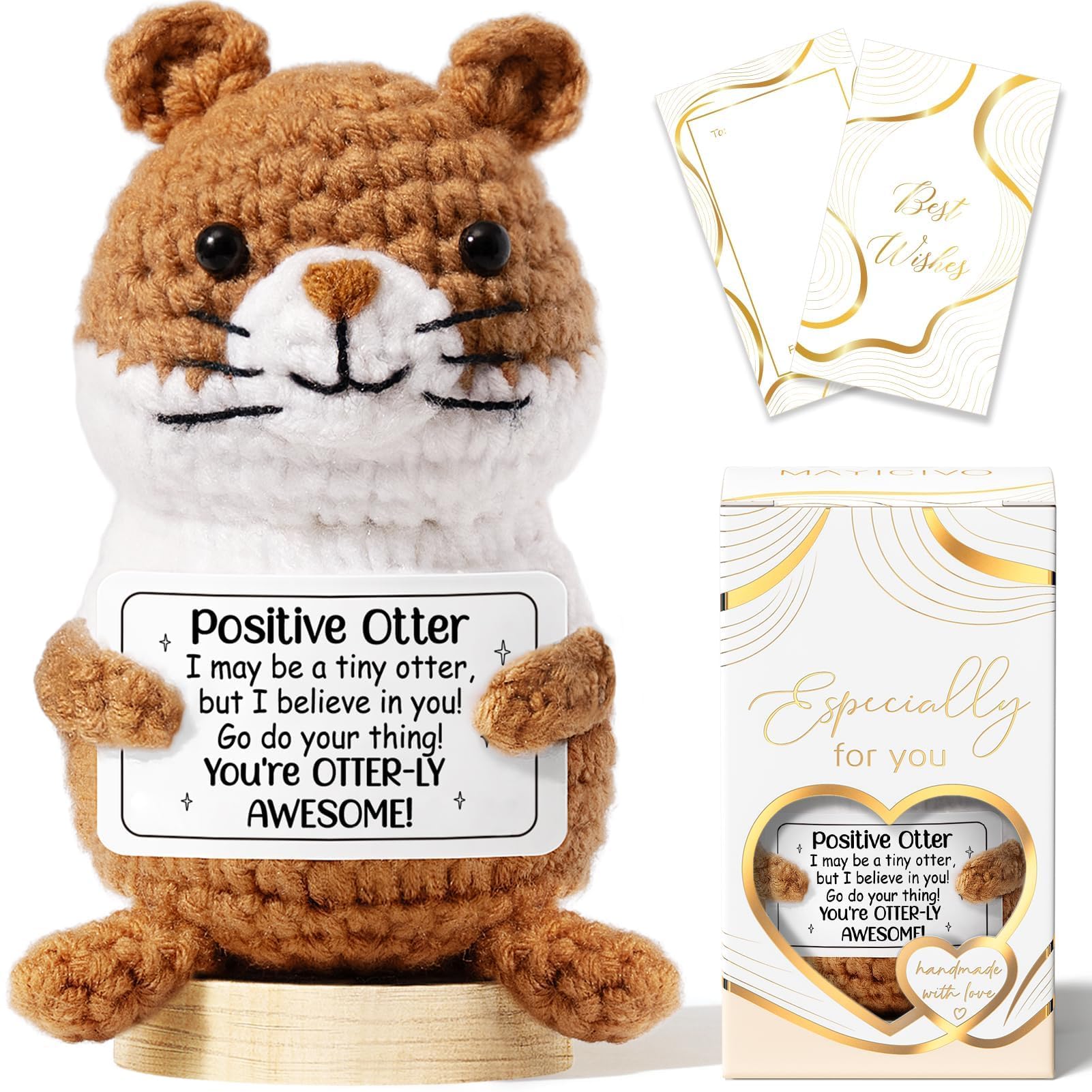 MAYICIVO Emotional Support Crochet Positive Otter Inspirational Cheer Up Gifts for Women, Handmade Positive Crochet Gift Thank You Birthday Mothers Day Teacher Appreciation Gifts for Coworker Nurse Mom Friends - crochet kits | Mubboo