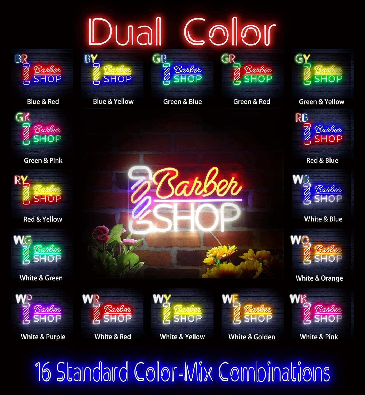ADVPRO Barber Shop with Barber Pole Flex Silicone LED Neon Sign - White & Blue - st16s32-fnu0355-wb