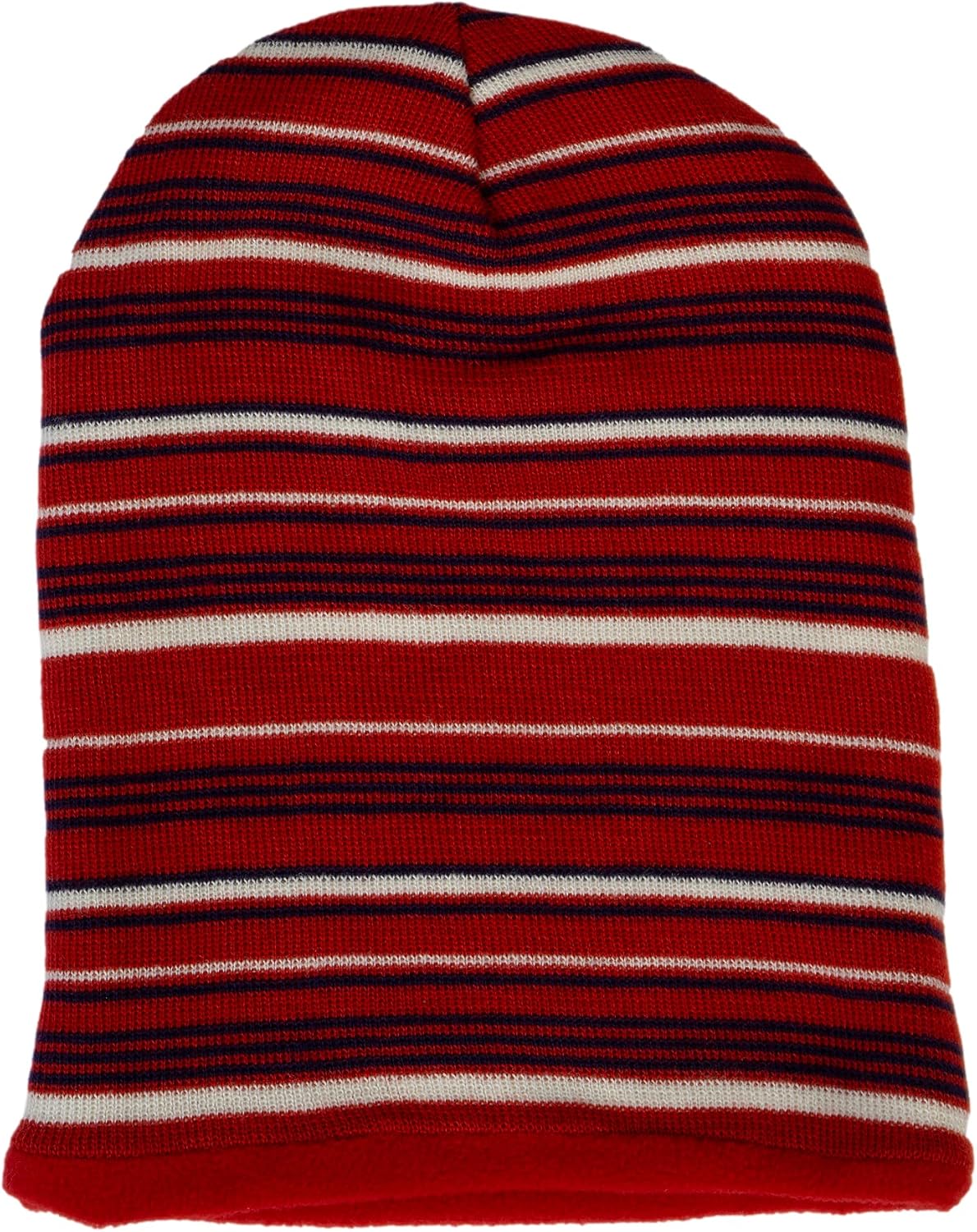 TOP HEADWEAR Reversible Warm Winter Knit Striped Skull Cap Cuff Slouchy Beanie Fleece Lining