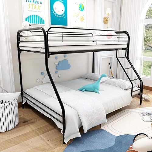 Miniatura 4 de JURMERRY Litera individual sobre matrimonial con marco de metal y escalera, color negro