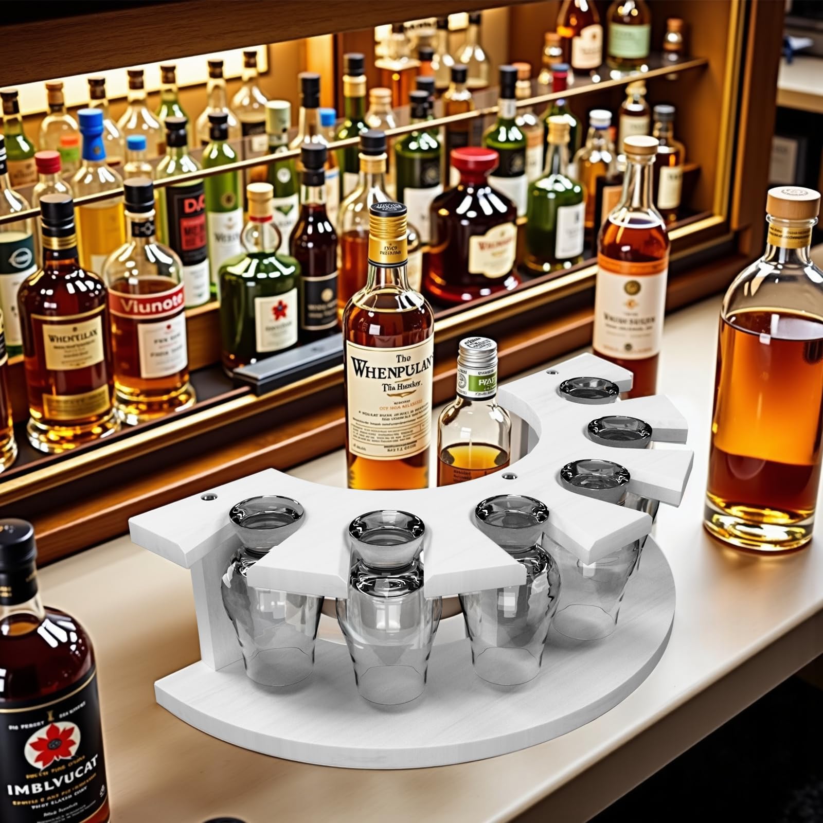 Lacinoeo Aufbewahrungsbox für Glencairn Whiskyglas, 6 Whiskygläserhalter für Organizer, stabile Konstruktion, um Stöße zu verhindern, Whisky- Aufbewahrung, Lederetui, das perfekte Whisky-Geschenk (weiß Küche, Haushalt & Wohnen