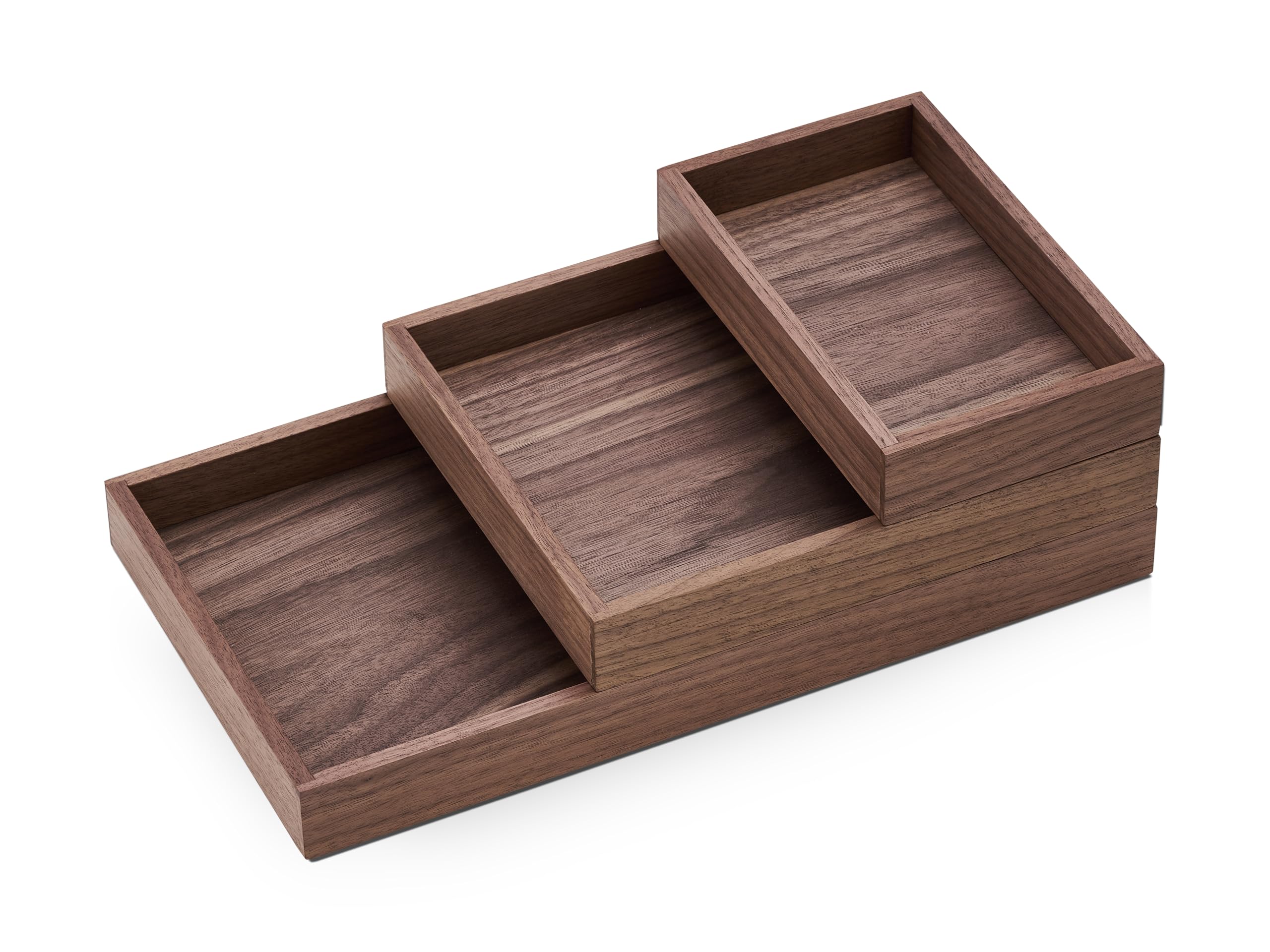 OAKYWOOD - Set di Vaschette in Legno Massiccio per Documenti, Telefoni e Tablet - Perfetto per l'Ufficio, la Casa o la Scuola - Noce