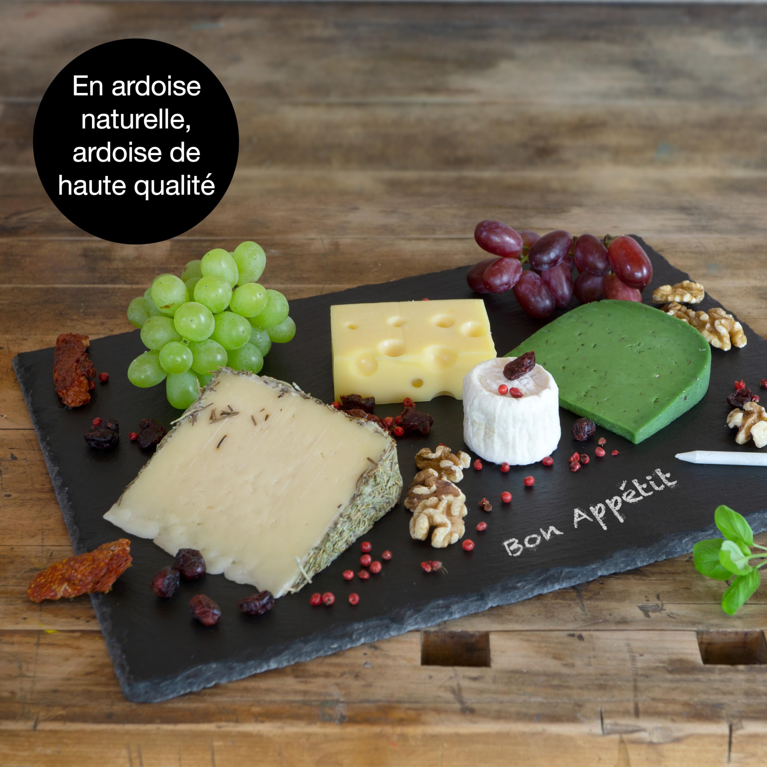 Moritz & Moritz 6 x Assiette Ardoise 30x40cm - Plateau Ardoise Cuisine pour Fromage et Aperitif - Sous-Verre et Set de Table