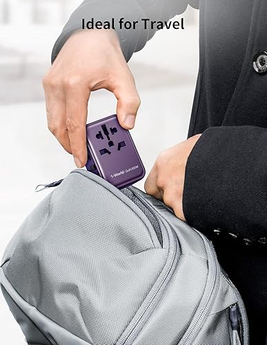 Miniatura 5 de MOMAX Adaptador de viaje universal adaptador de enchufe de viaje GaN de 65 W con enchufes UKEUAUUS cargador adaptador internacional 3USB-C PD y