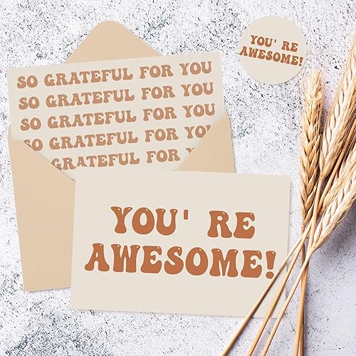 Miniatura 3 de AnyDesign Tarjetas motivacionales bohemias a granel, paquete de 30 tarjetas de felicitación boho arcoíris You Are Awesome con calcomanía de sobre,