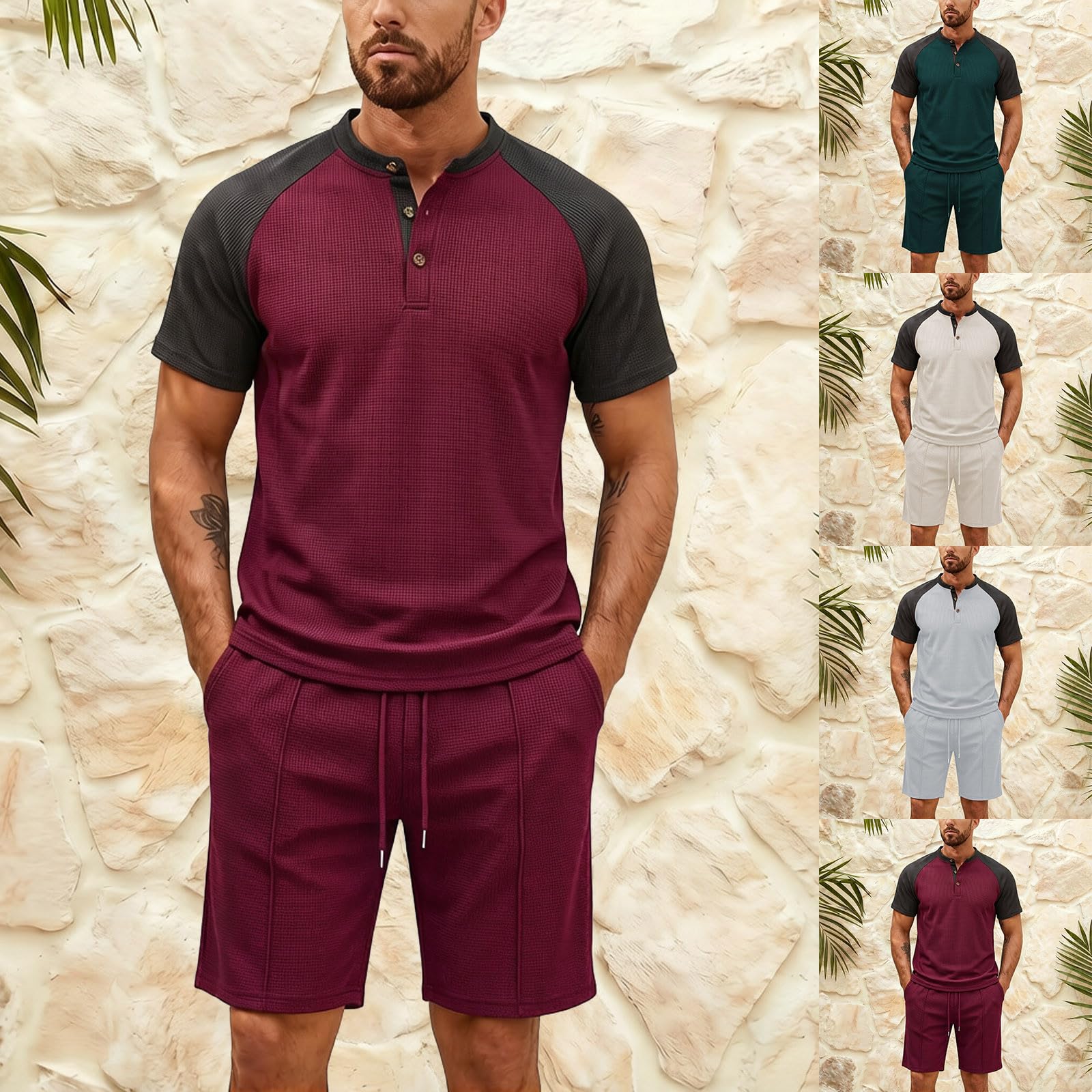 Tuta sportiva da uomo, comoda e traspirante, tuta da jogging, casual, per il tempo libero, tuta sportiva e per il tempo libero, set da due pezzi