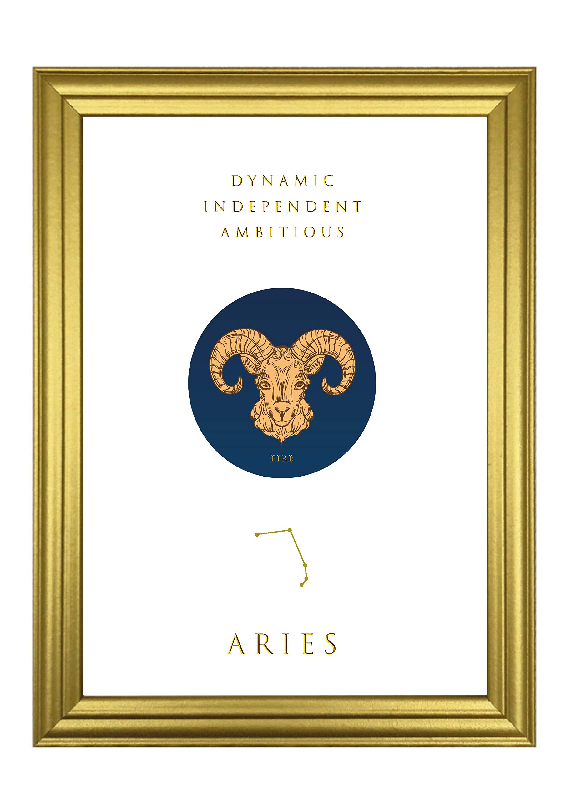 Lámina de Aries y decoración de astrología con acabado seda oro A4 3