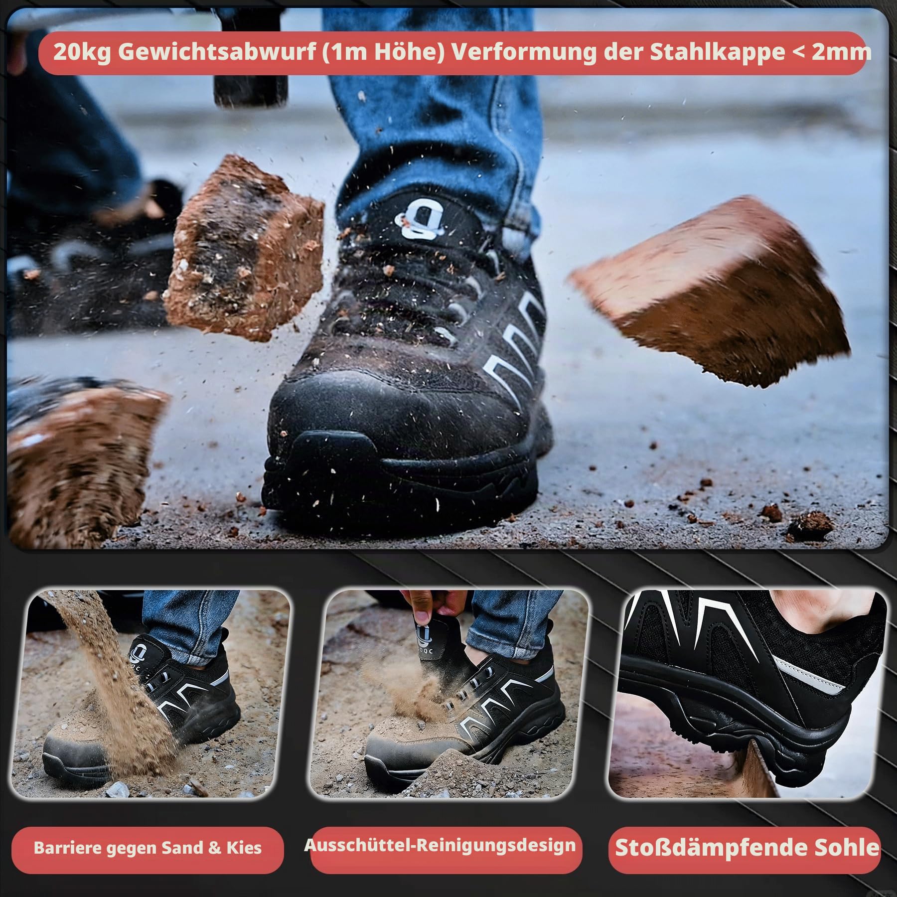 S1 ESD Sicherheitsschuhe Herren Arbeitsschuhe Damen Stahlkappenschuhe | EN ISO 20345 Elektronikindustrie Statisch Dissipativ Rutschfest Atmungsaktive Bequeme Gummisohle Industrie Logistik