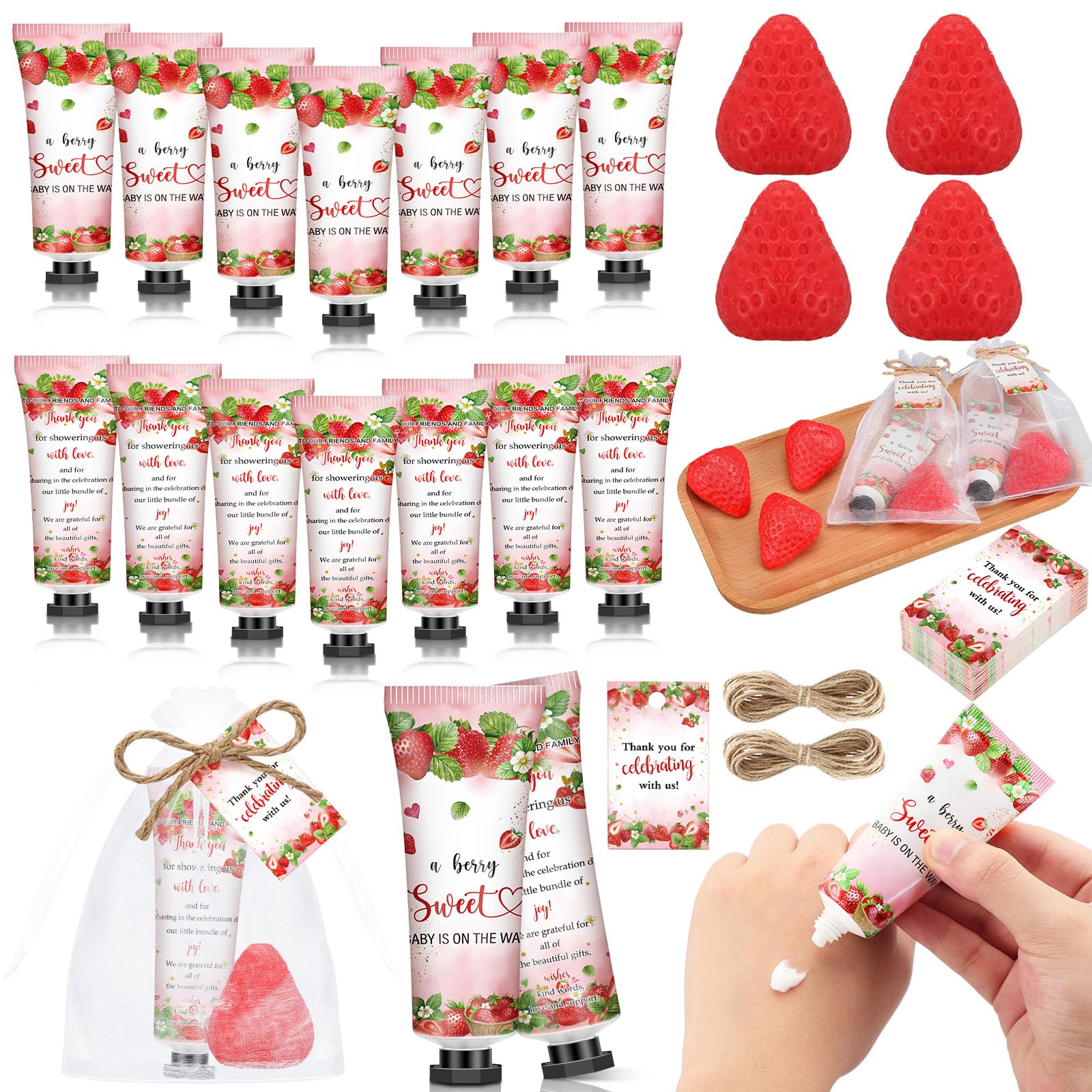 25 Sets Baby Shower Favors Soap for Guest,Strawberry | Favors for Guests Game Prizes Giveaways, Cute Design,For Baby Shower Bridal Shower 25 Strawberry