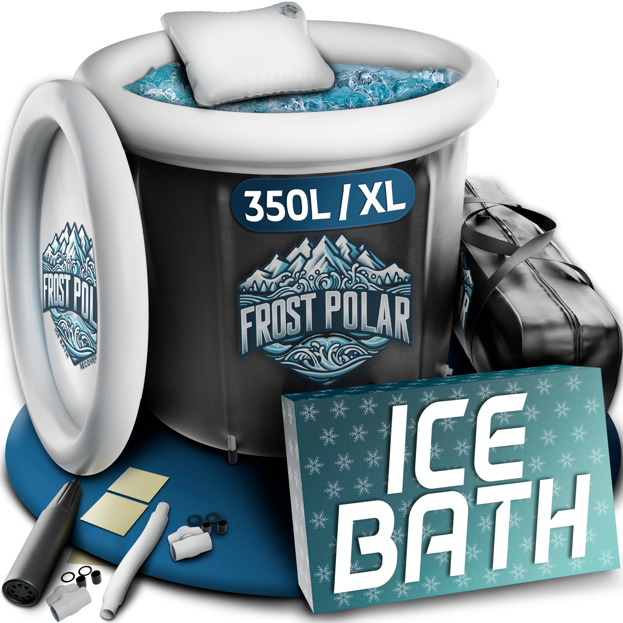 FROST POLAR Eisbad 350 Liter - Aufblasbare Eistonne 75x85cm Mit Aluminium-Beinen