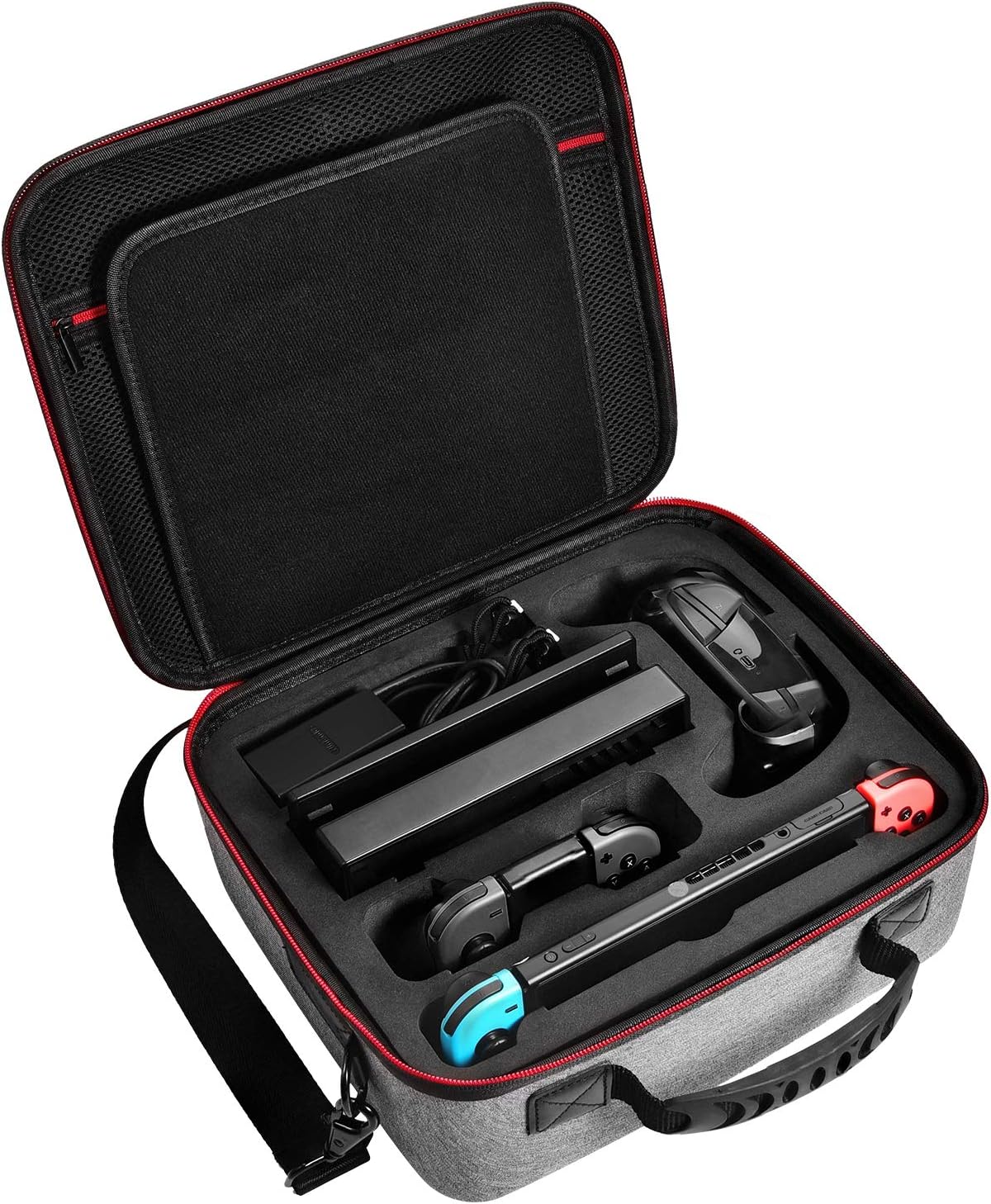 Nintendo Switch Case, Diocall Deluxe Carry Case Fit Nintendo Switch System and Pro Controller, Grey