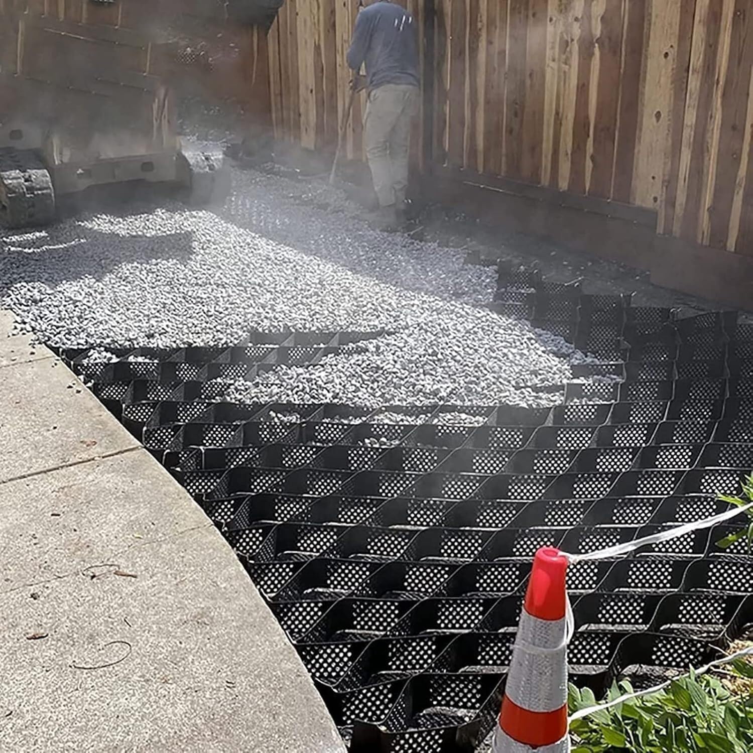 Durable HDPE Geocell Ground Grid - 2 Inch Thick Gravel for Driveways, Patios, and Walkways 3ft to 30ft Options with Rainwater Dispersion Holes(5x8m)