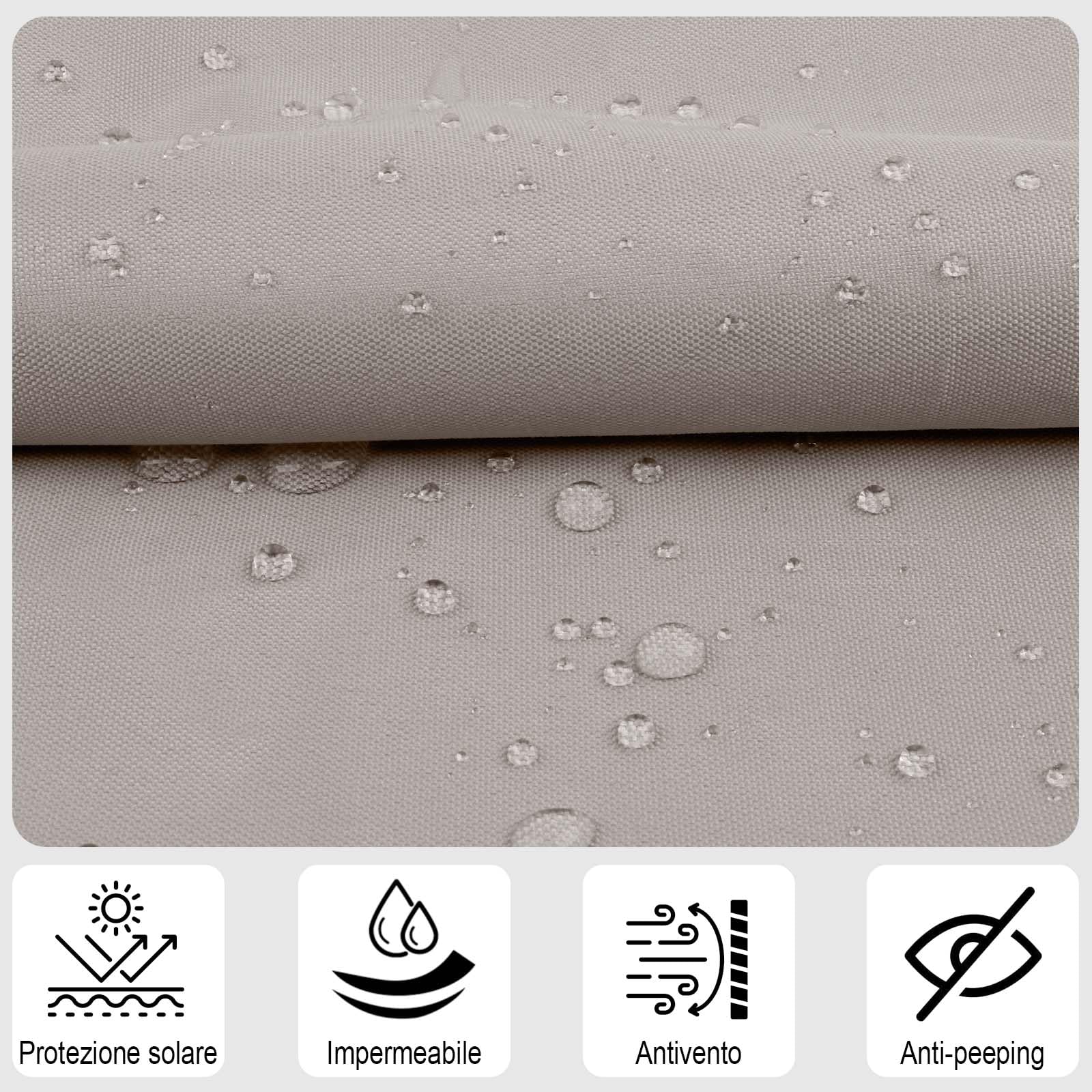SUNNY GUARD Frangivisto Balcone 100x800cm Protezione Balcone Privacy,Protezione UV,Antivento e Impermeabile Ringhiera Copertura per Giardino terrazza con Fascetta,Taupe