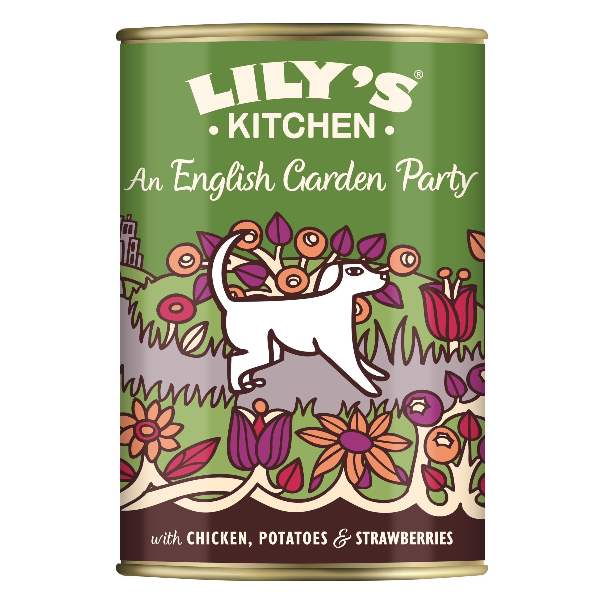 Lily's Kitchen Latas de alimento húmedo natural para perros adultos: receta English Garden Party - pollo con patatas (6 x 400g latas)