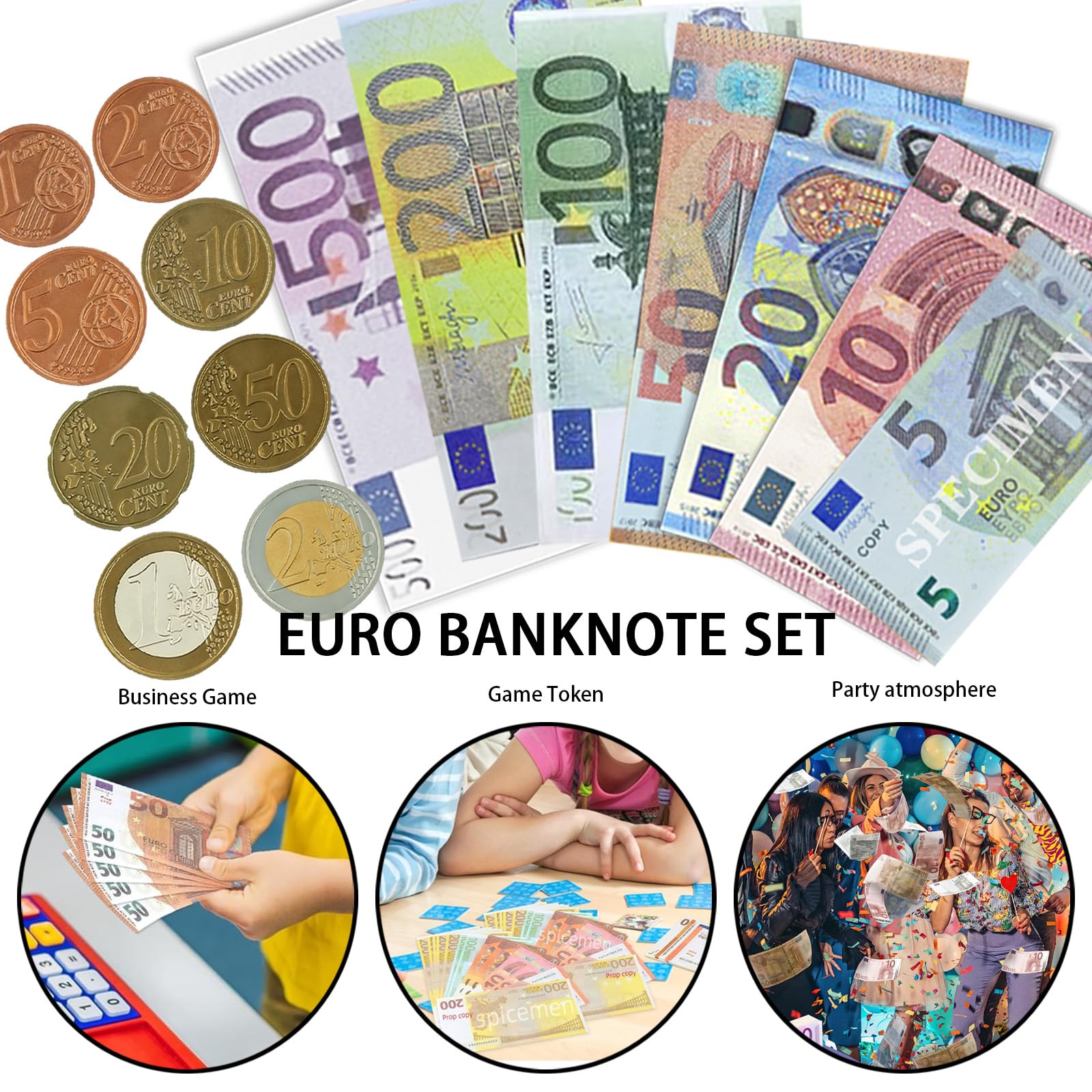Lot de 390, 1/2/5/10/20/50/100/200/500, pour Apprendre, Jouer à des Rôles et Profiter du Jeu