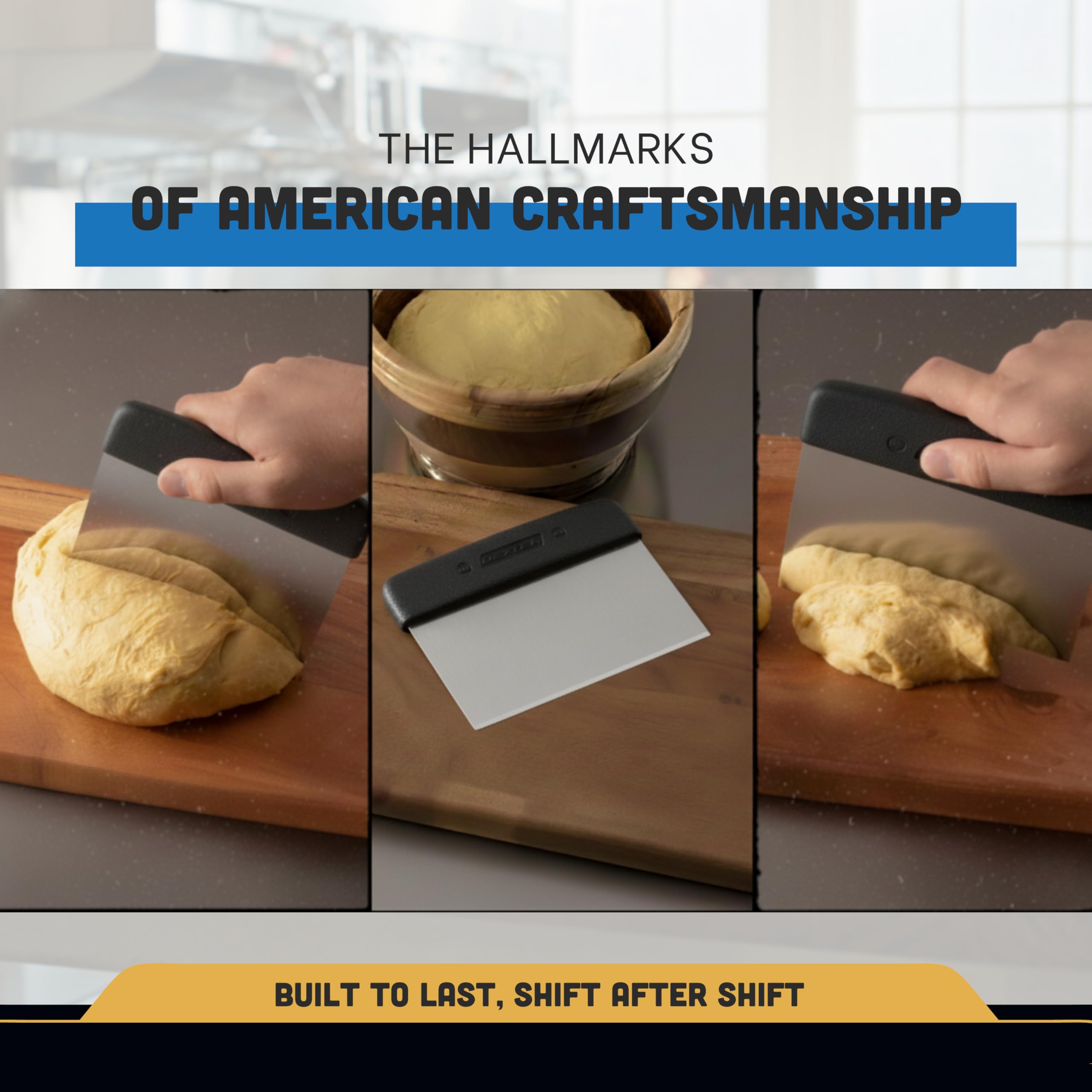 Dexter Russell S196B Sani-Safe (17303B) Dough Cutter/Scraper, 6" x 3", Stainless Steel Blade and Textured, Polypropylene Handle, Black, NSF Certified, Made in USA​‌‌‍​​‌‌​‌‌‍​​‌‌‌​‍​​‌‌‌​‍​‌​​‌​ Y